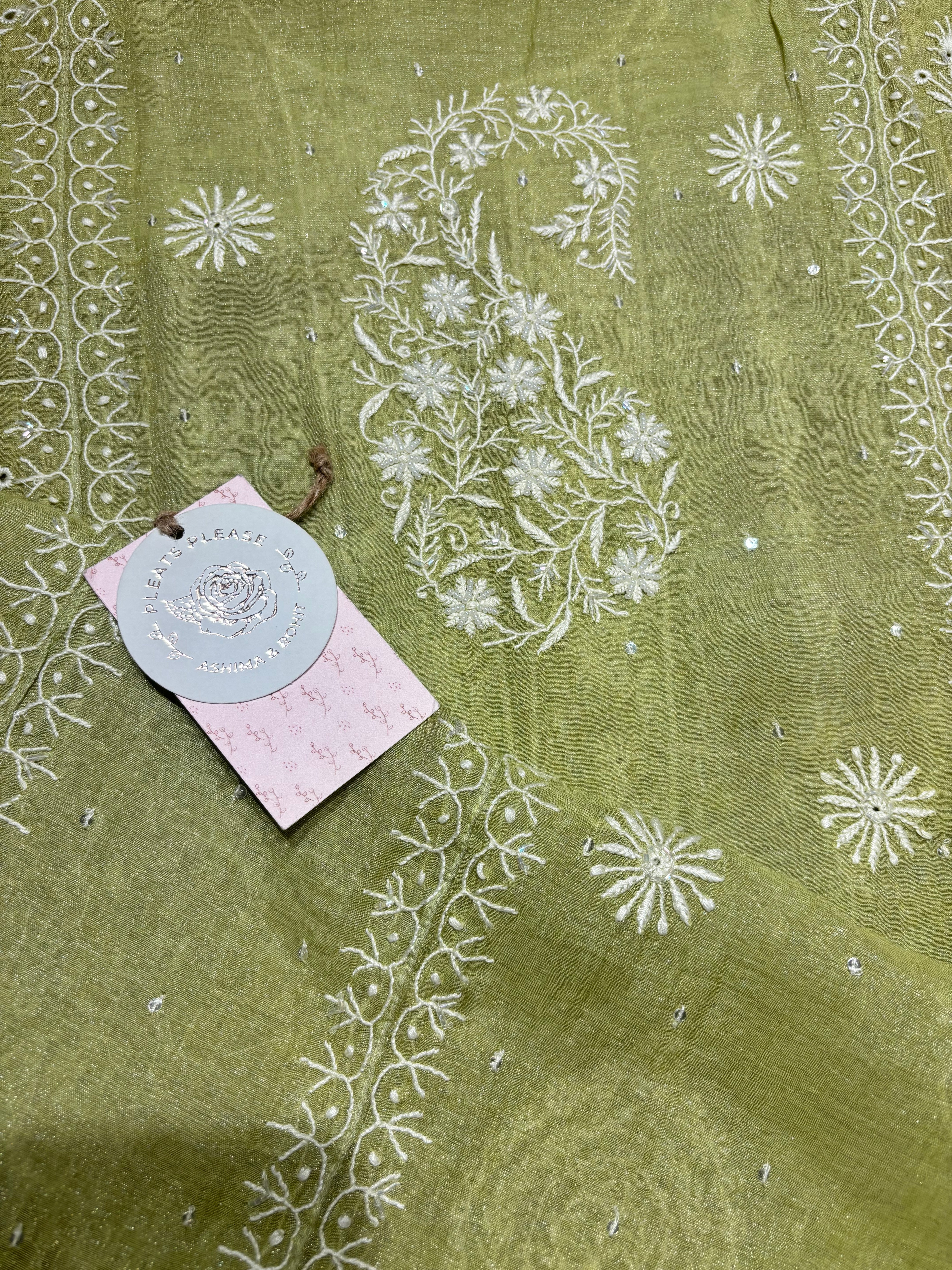Green Tissue Chikankari Anarkali and Dupatta set