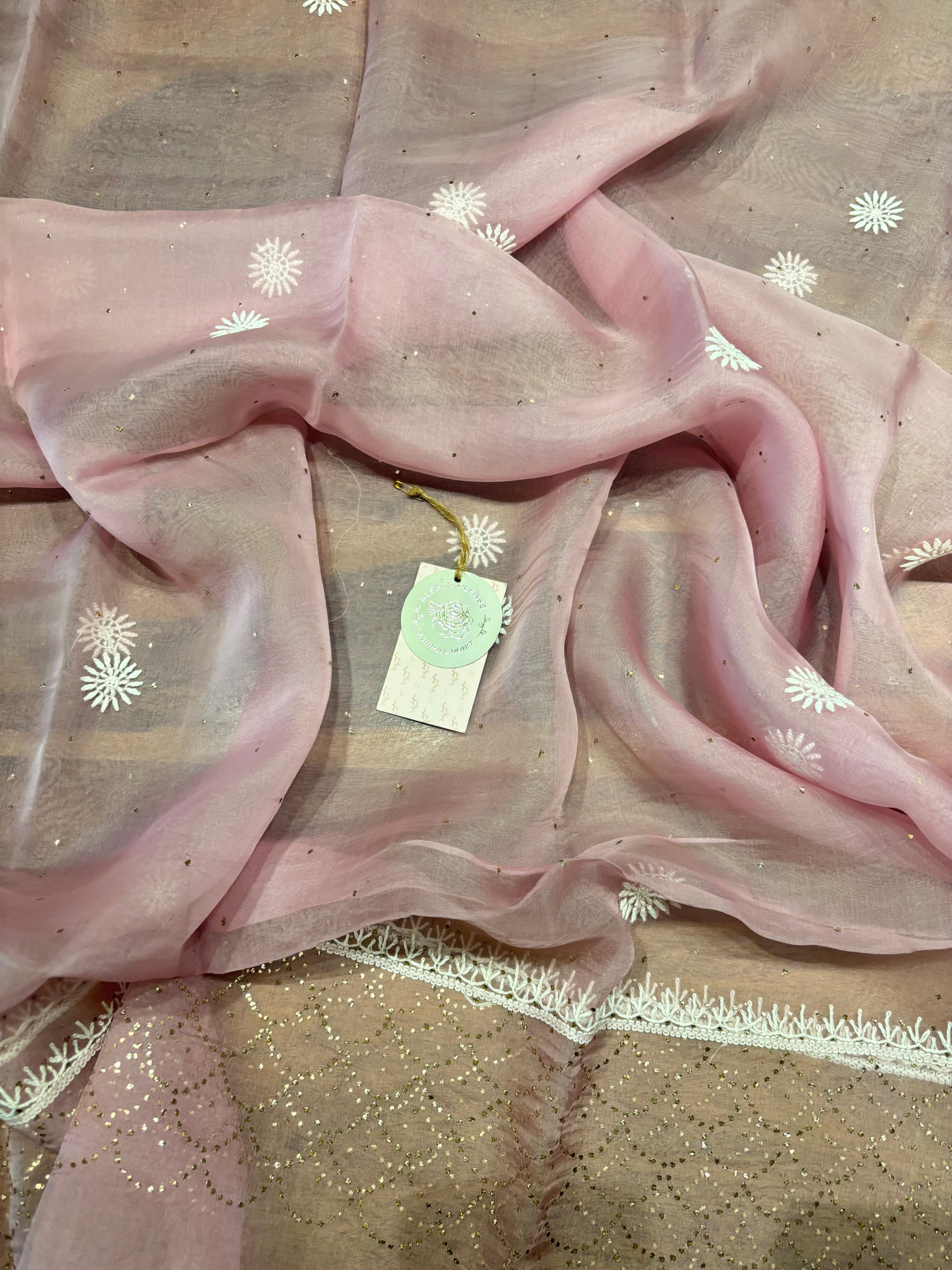 Lilac Organza Chikankari Anarkali and Dupatta