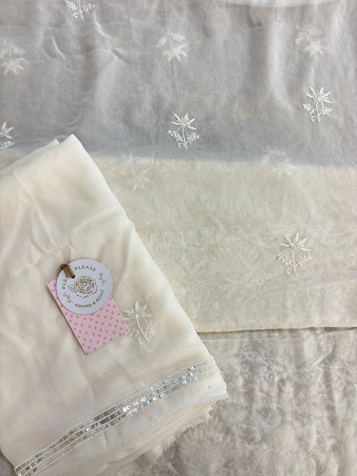 Dyeable Pure Georgette Chikankari Kurta & Dupatta