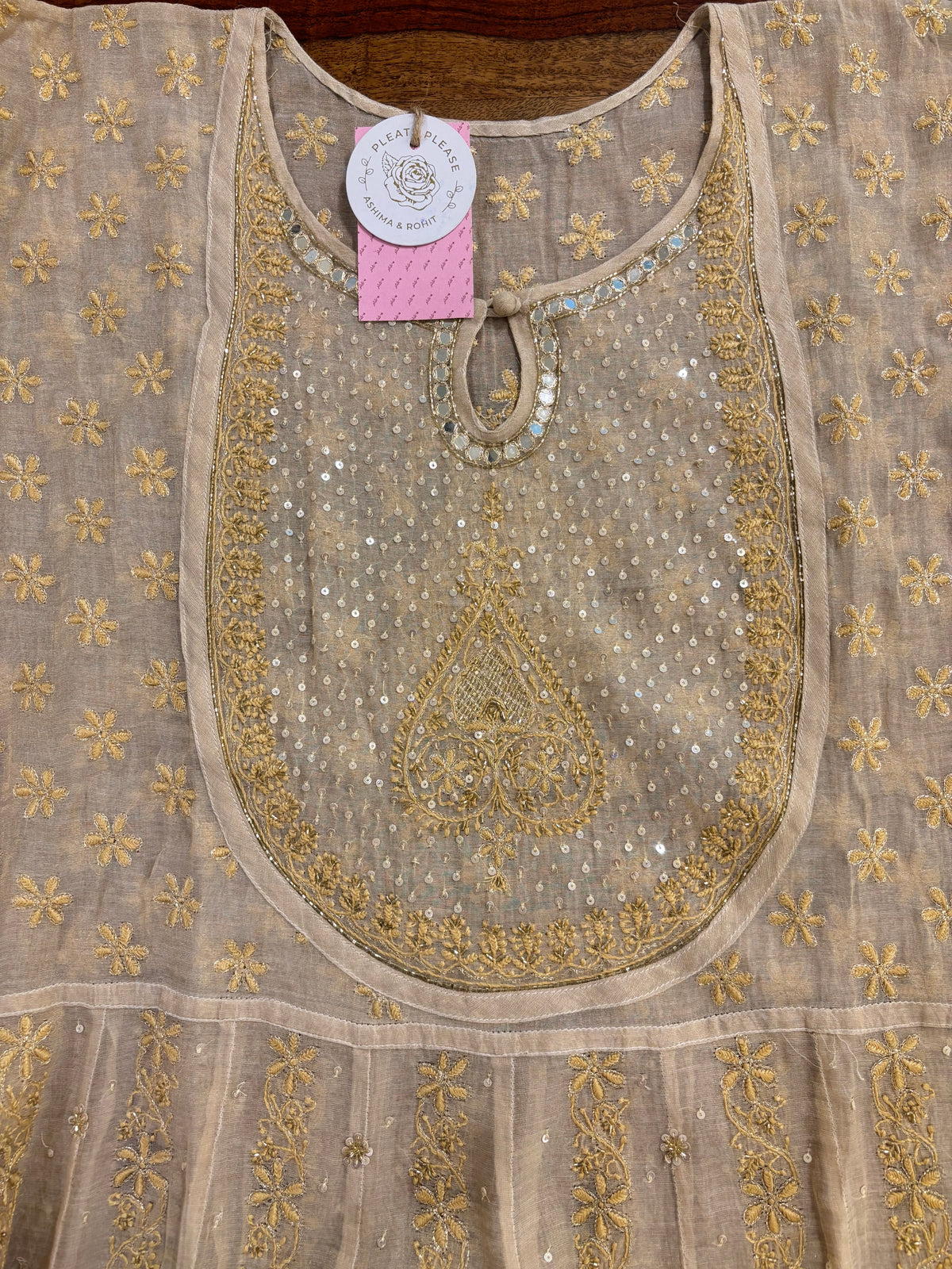 Dyeable Pure & Premium Tissue Mirror Chikankari Bajirao Anarkali & Dupatta