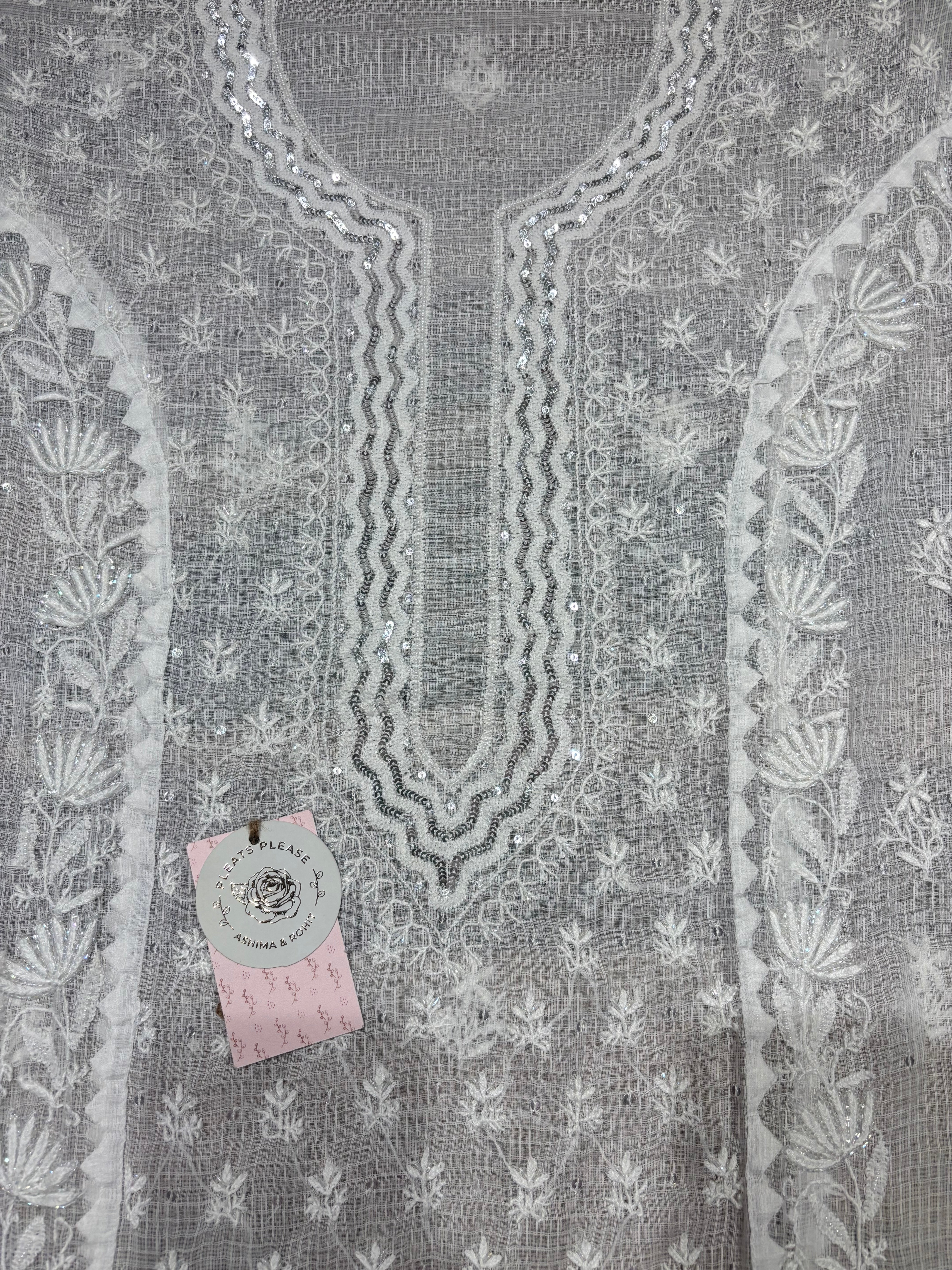 Dyeable kota Chikankari kurta and Dupatta Set