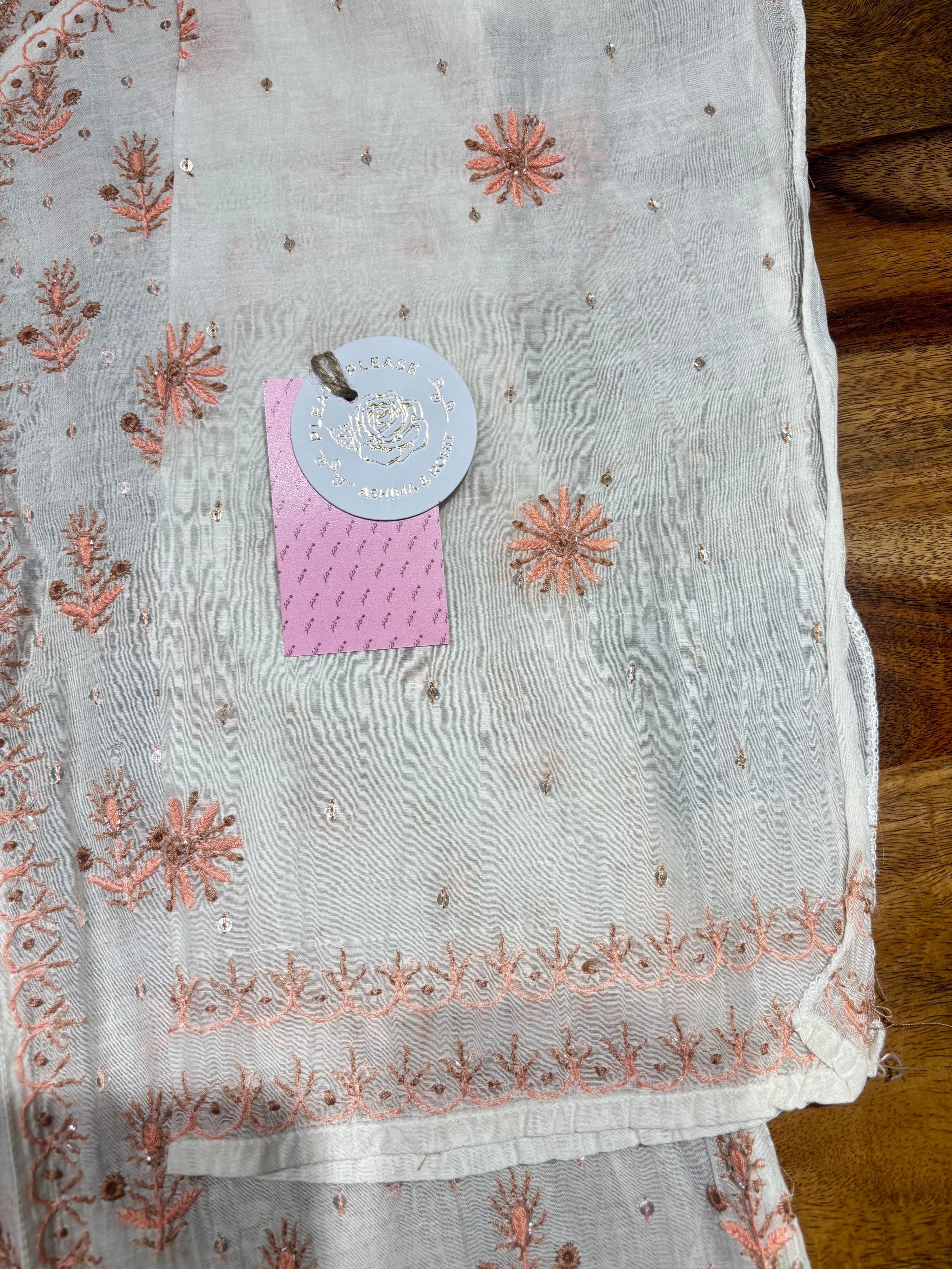 Dyeable Chanderi Mul Chikankari Kurta & Dupatta Set