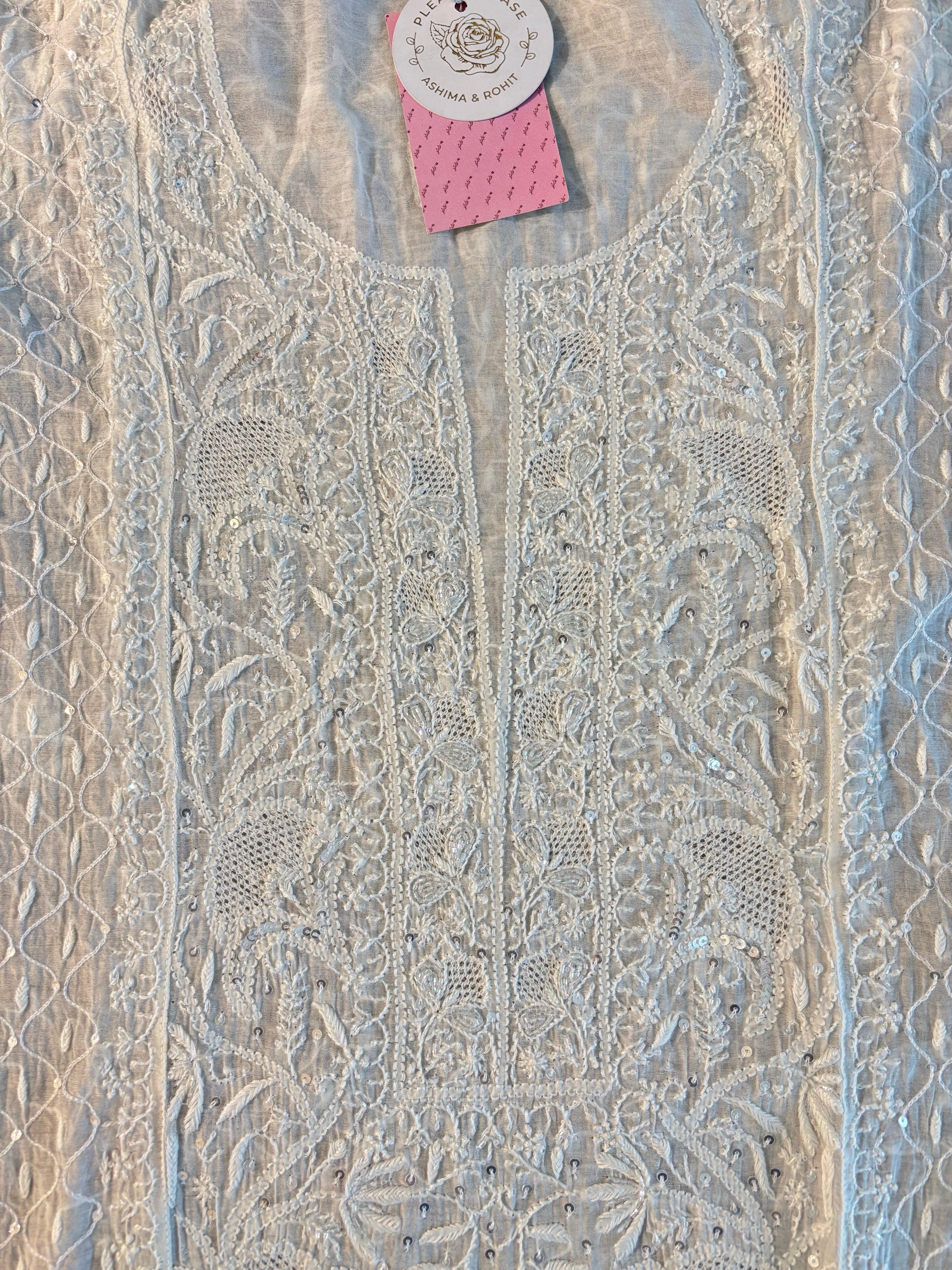 Dyeable Chanderi Chikankari Kurta & Dupatta