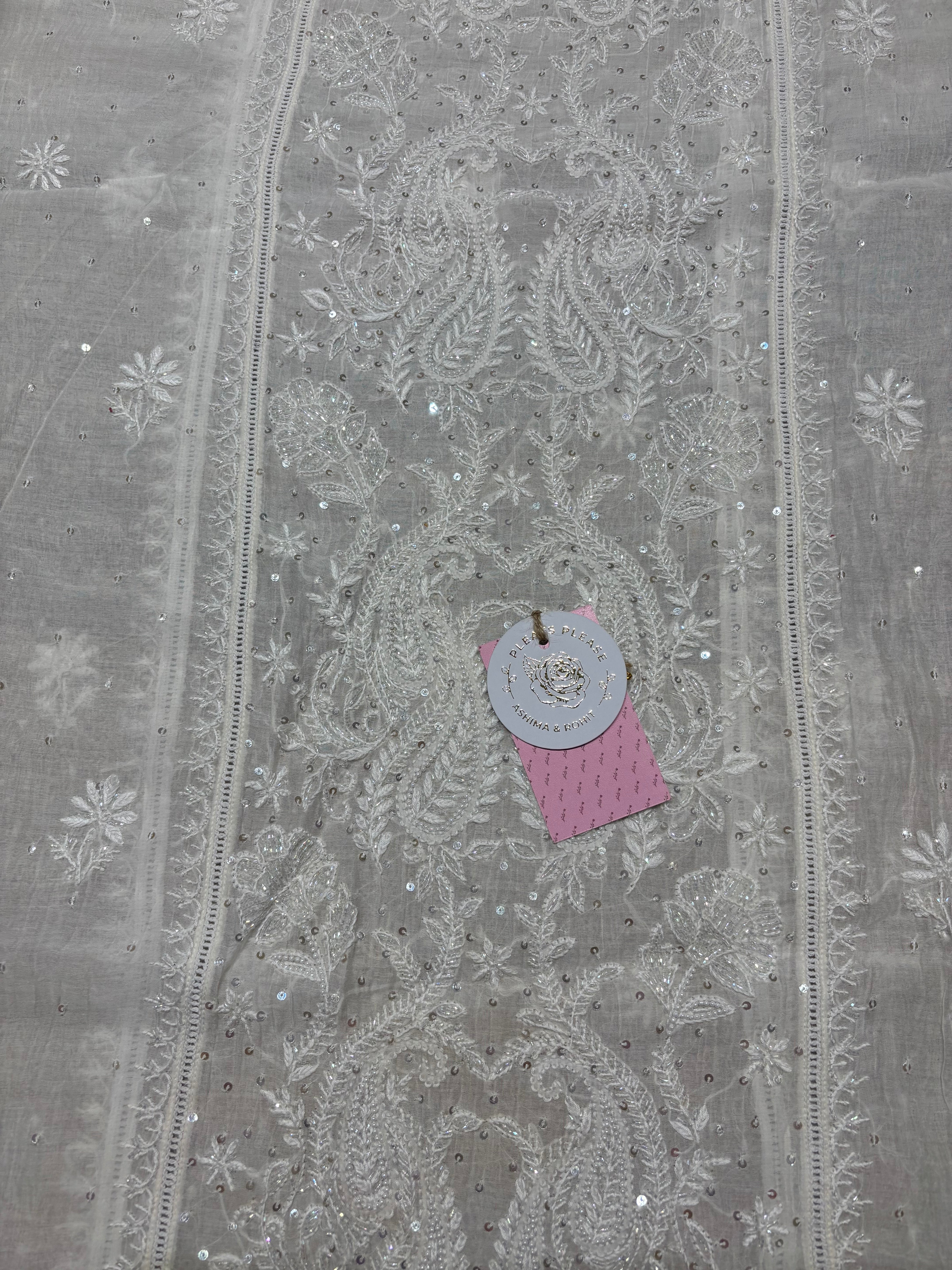 Dyeable Chanderi Mul Chikankari Kurta & Dupatta Set