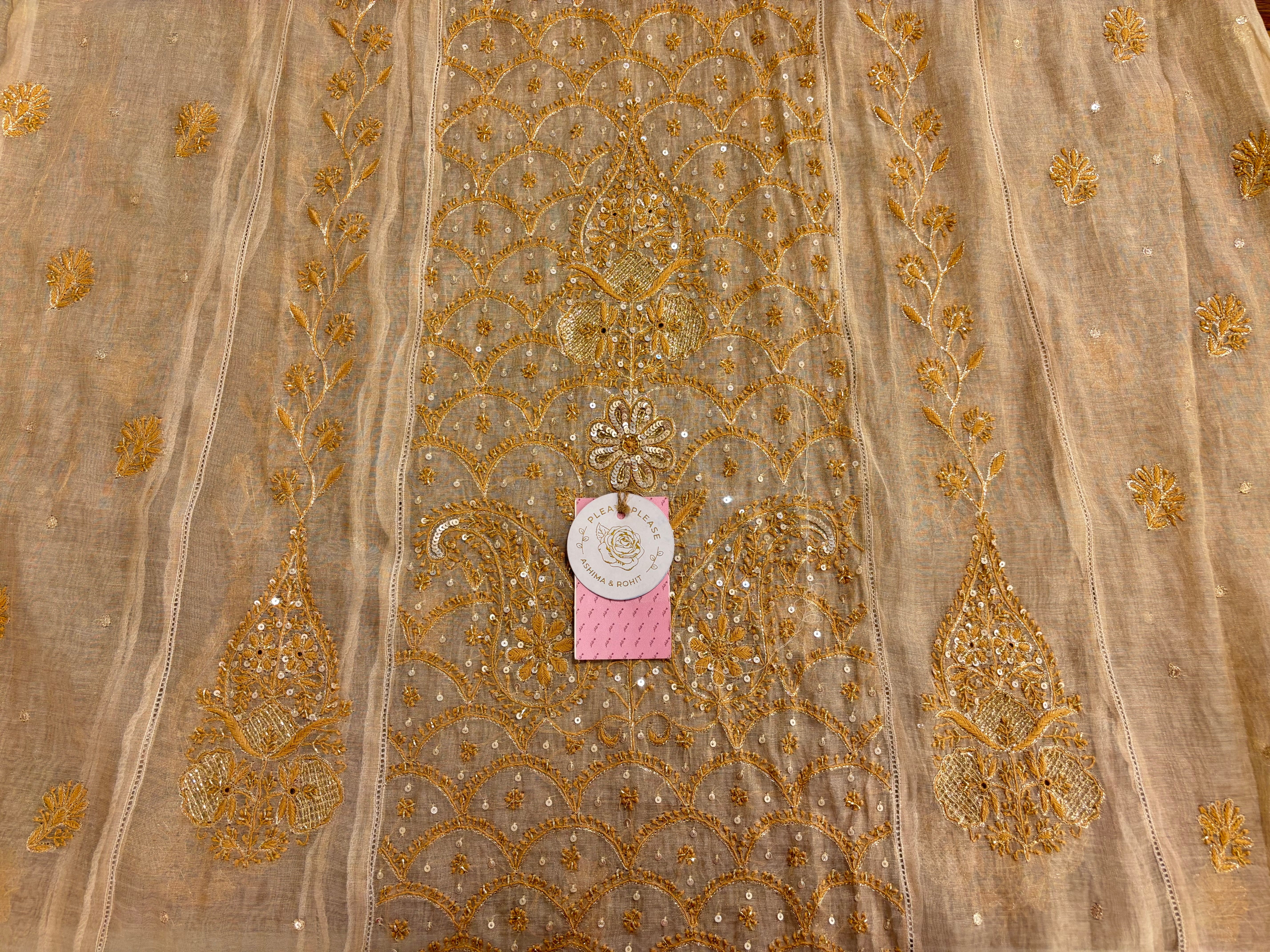 Dyeable Pure & Premium Tissue Chikankari Kurta & Dupatta