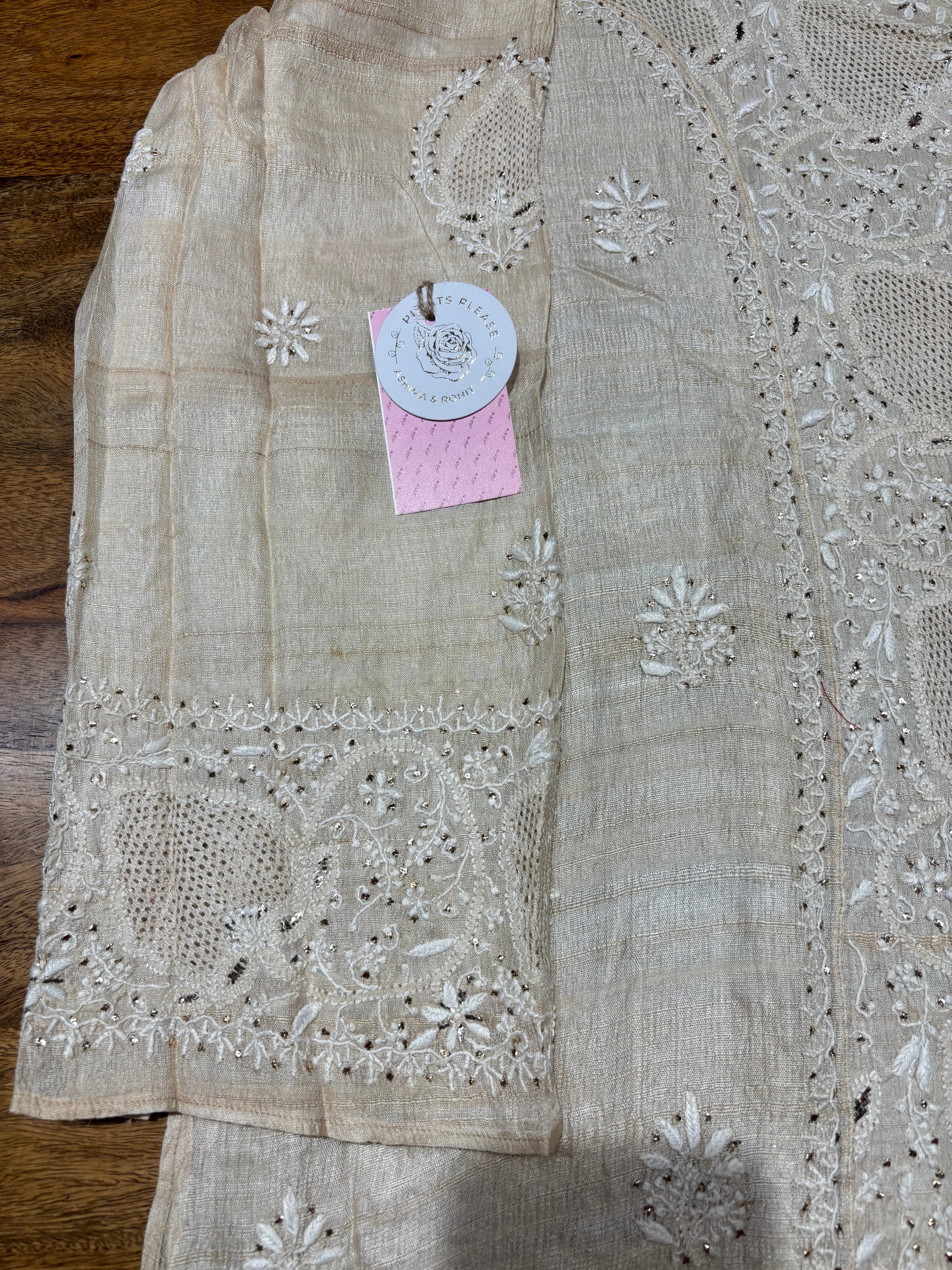 Dyeable Pure & Premium Tassar Silk Chikankari Kurta & Dupatta Set