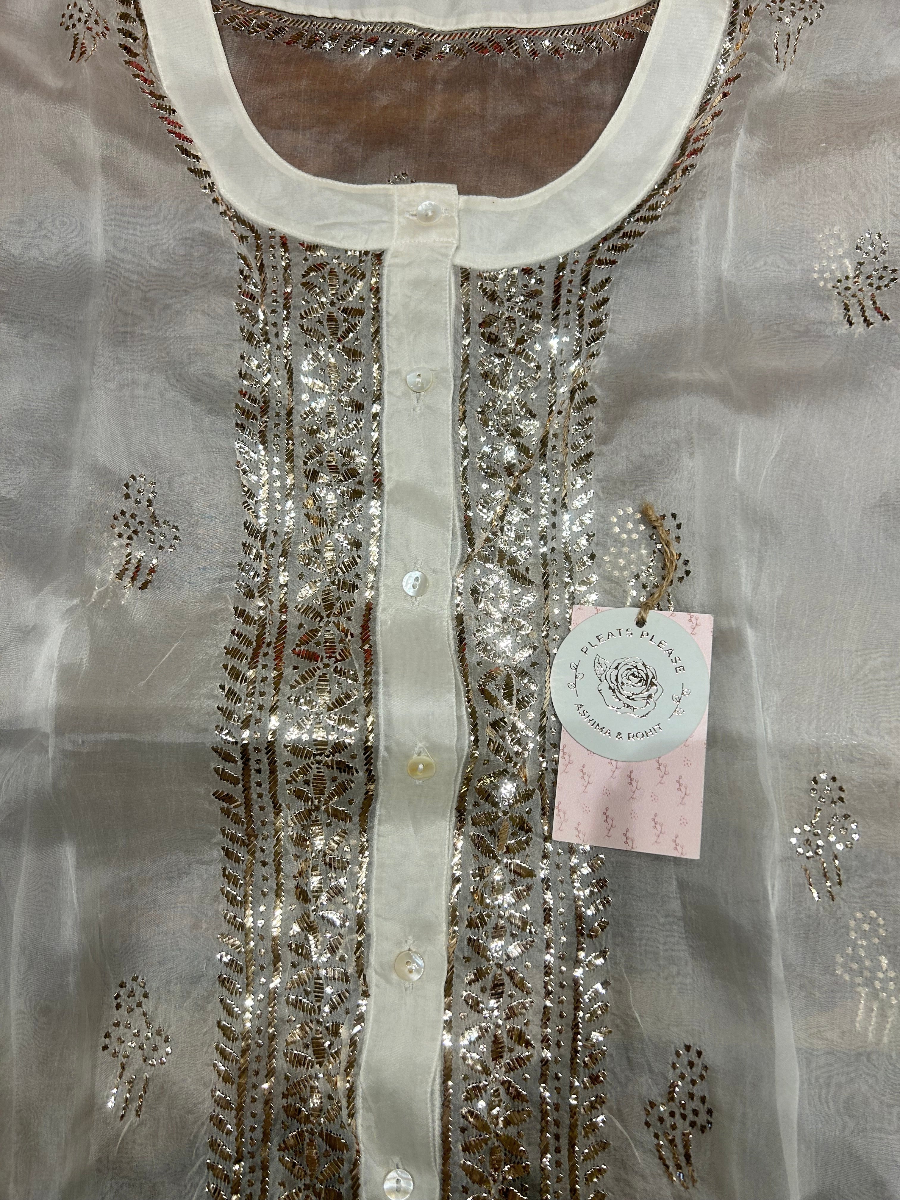 Dyeable Organza Mukaish Co-ord set