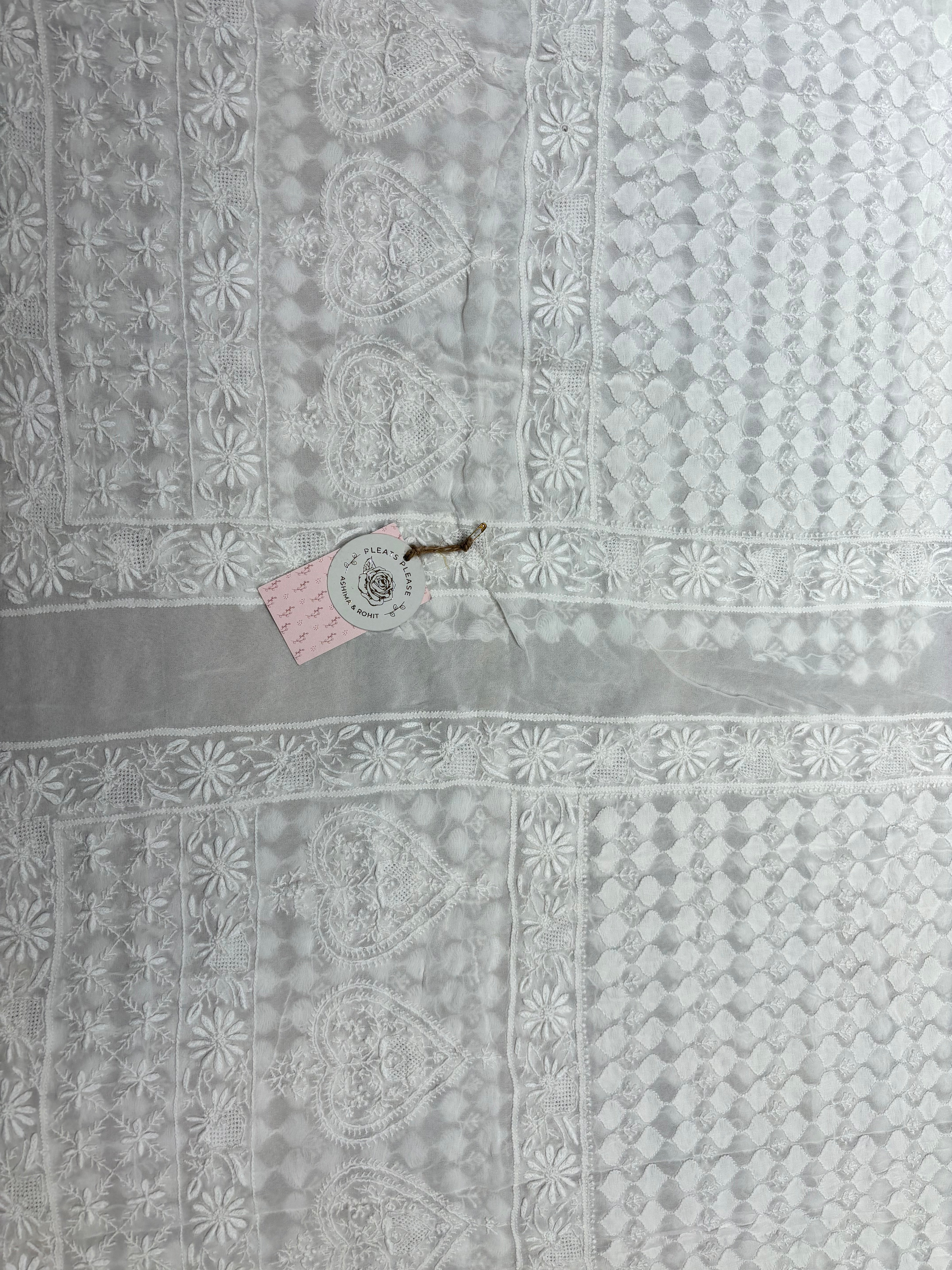 Dyeable Pure and Premium Georgette Chikankari Sherwani