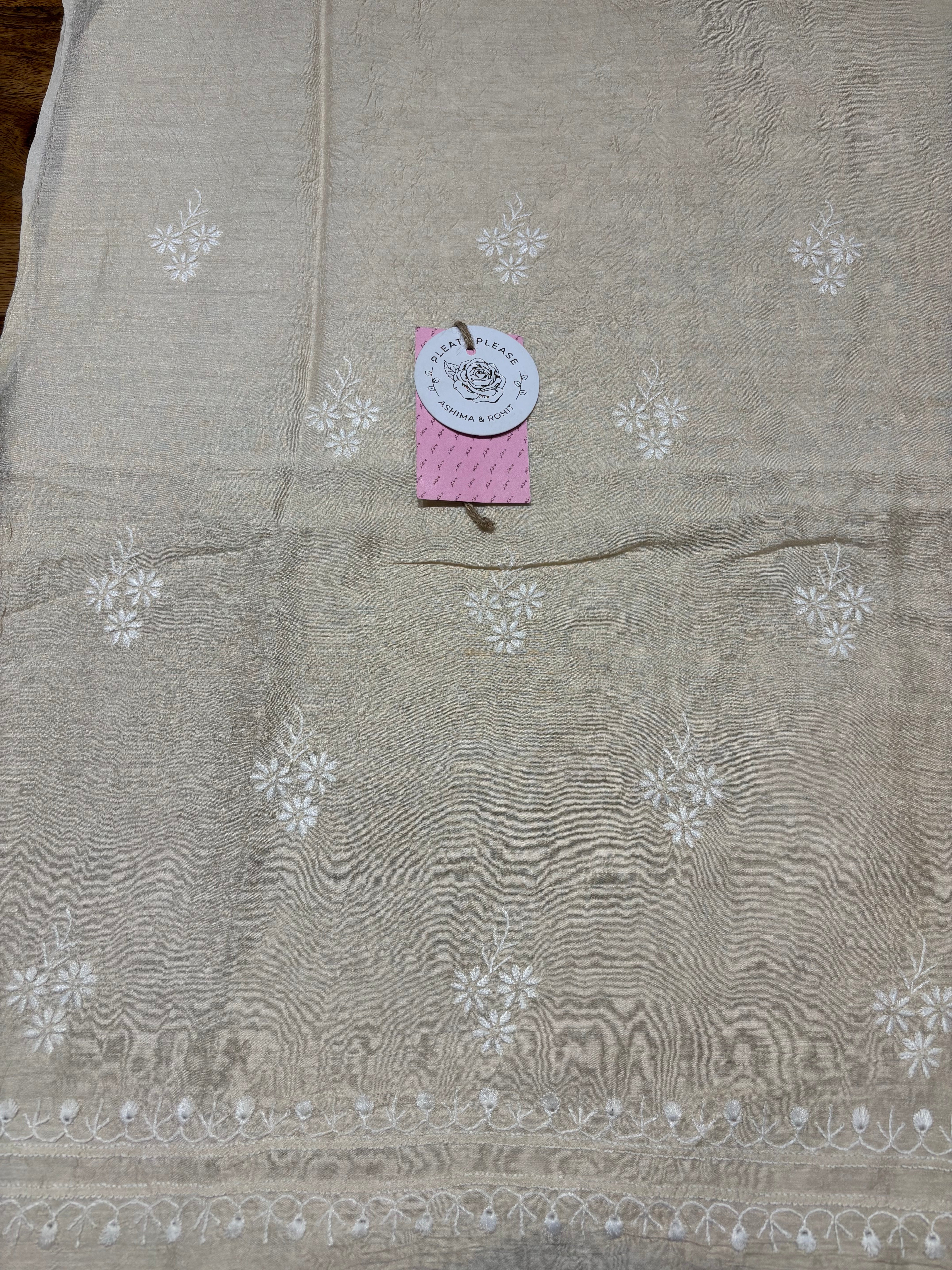 Dyeable Pure & Premium Monga Silk Chikankari Kurta & Dupatta Set