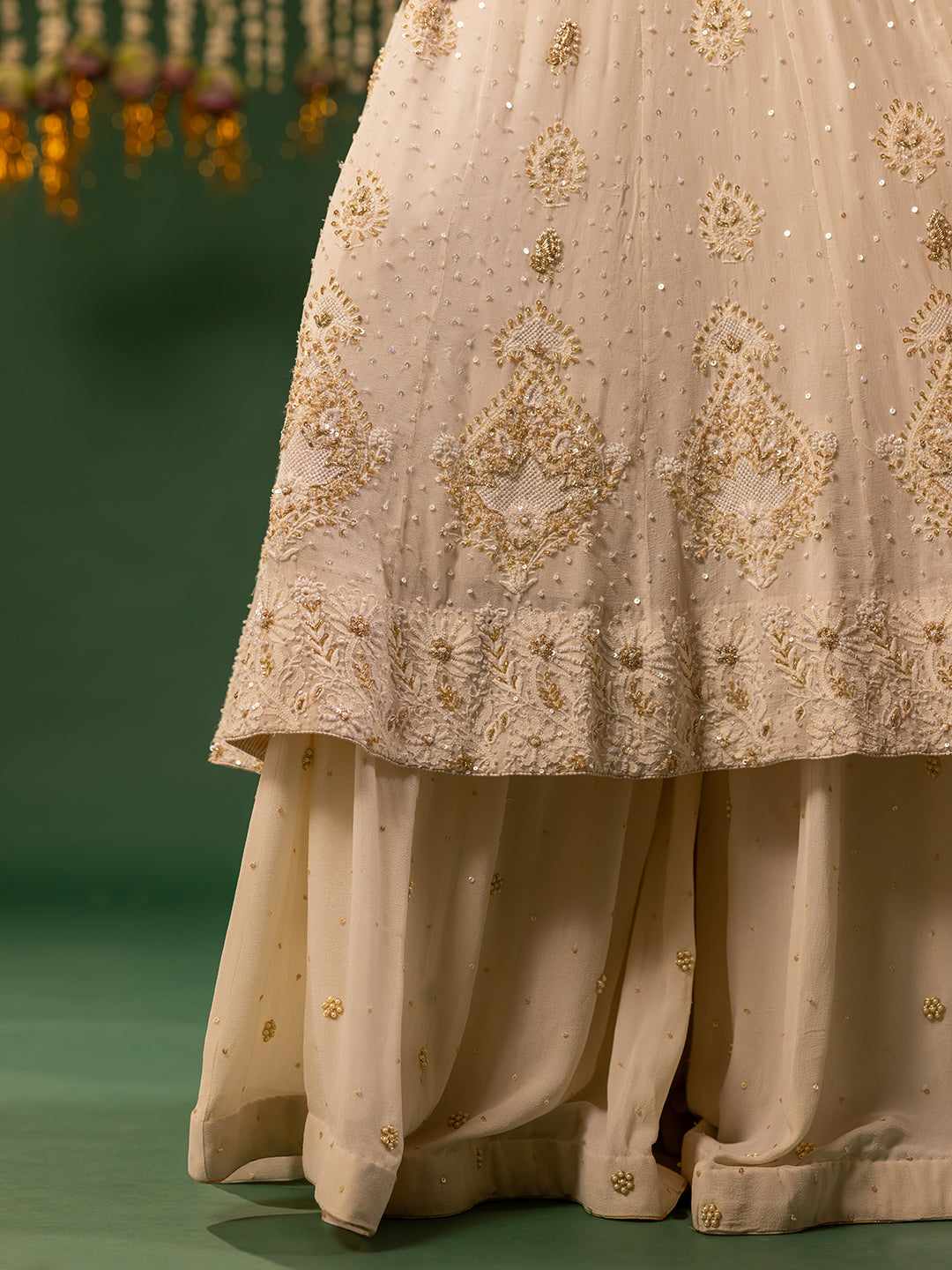 Ivory Pure Georgette Chikankari Anarkali and Dupatta
