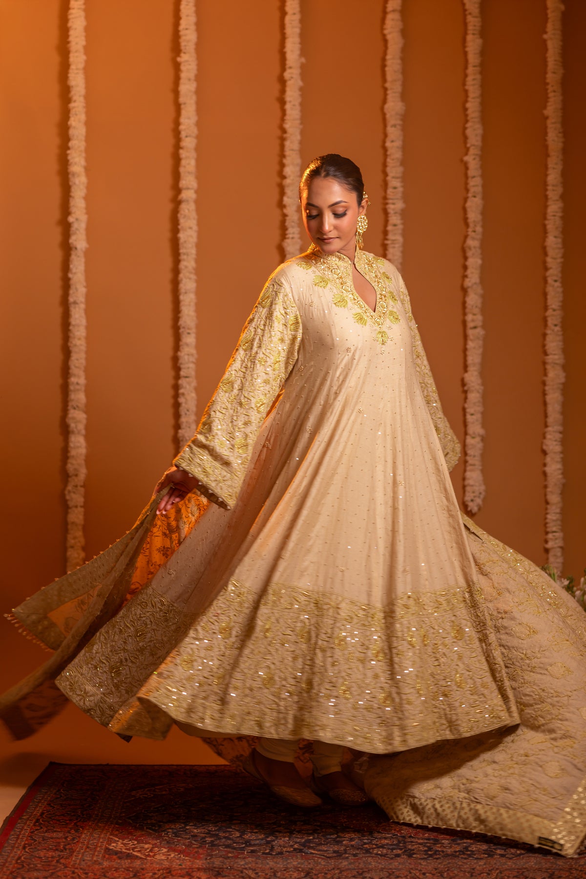 Dyeable Pure Munga Silk Chikankari Anarkali and Dupatta