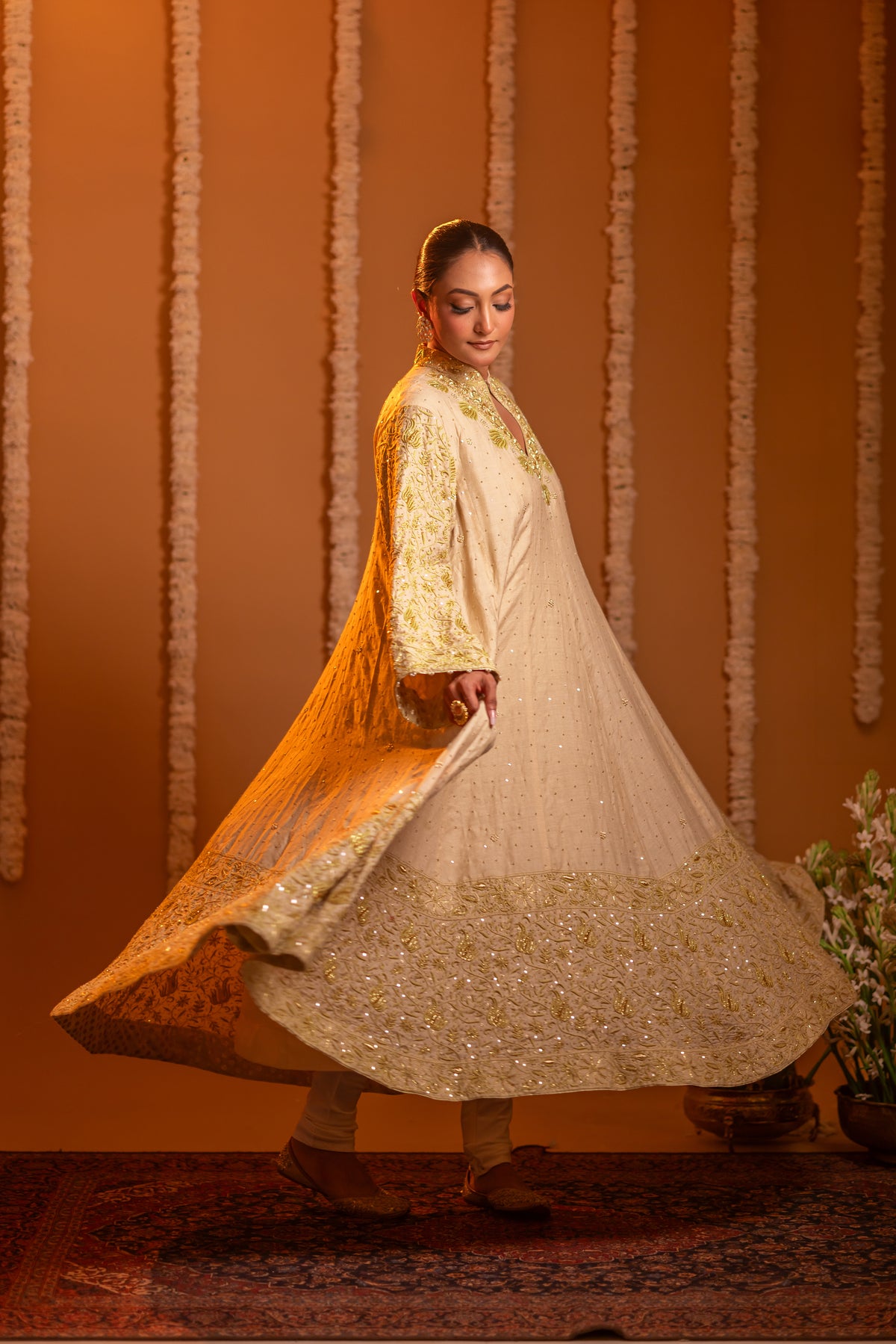 Dyeable Pure Munga Silk Chikankari Anarkali and Dupatta