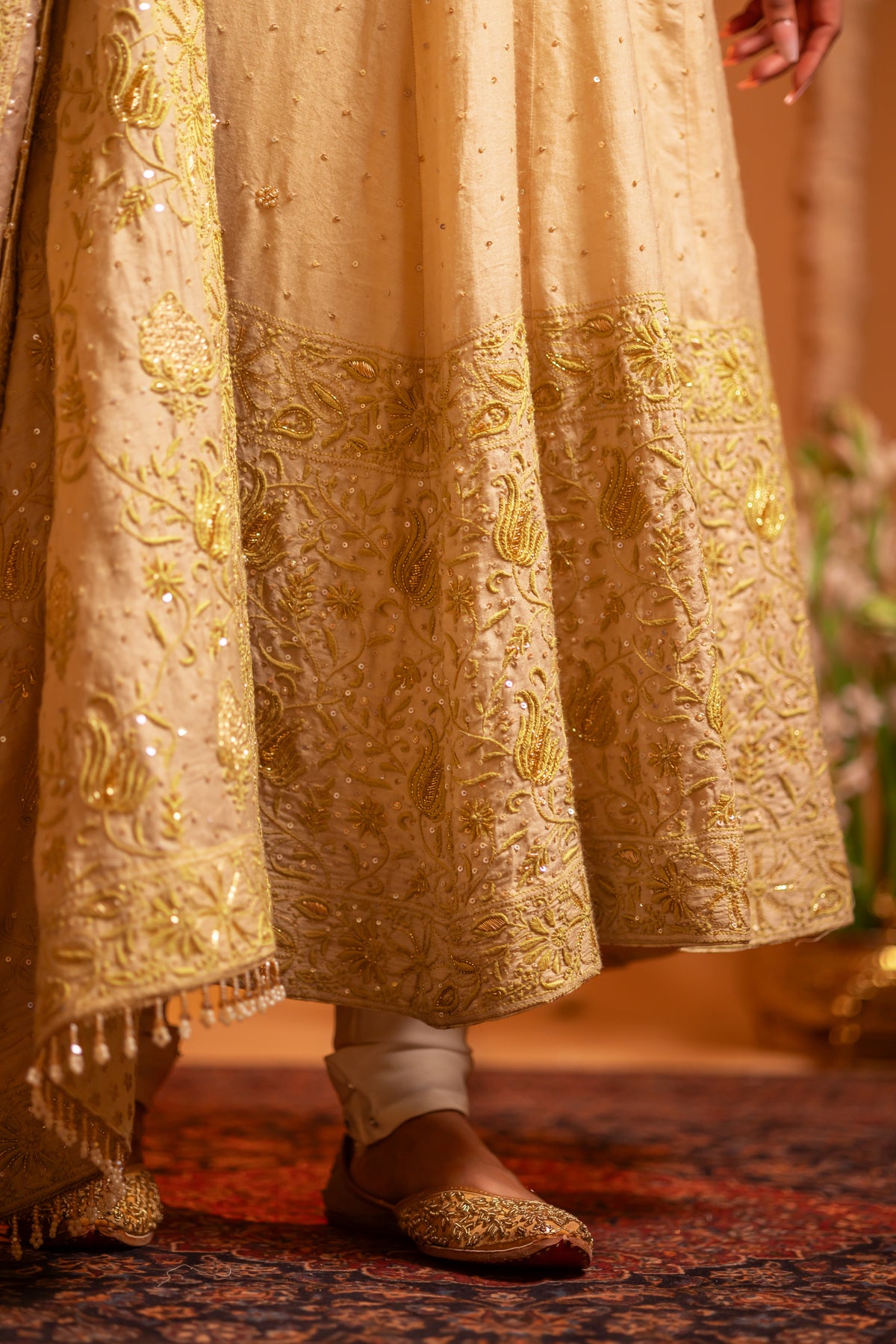 Dyeable Pure Munga Silk Chikankari Anarkali and Dupatta