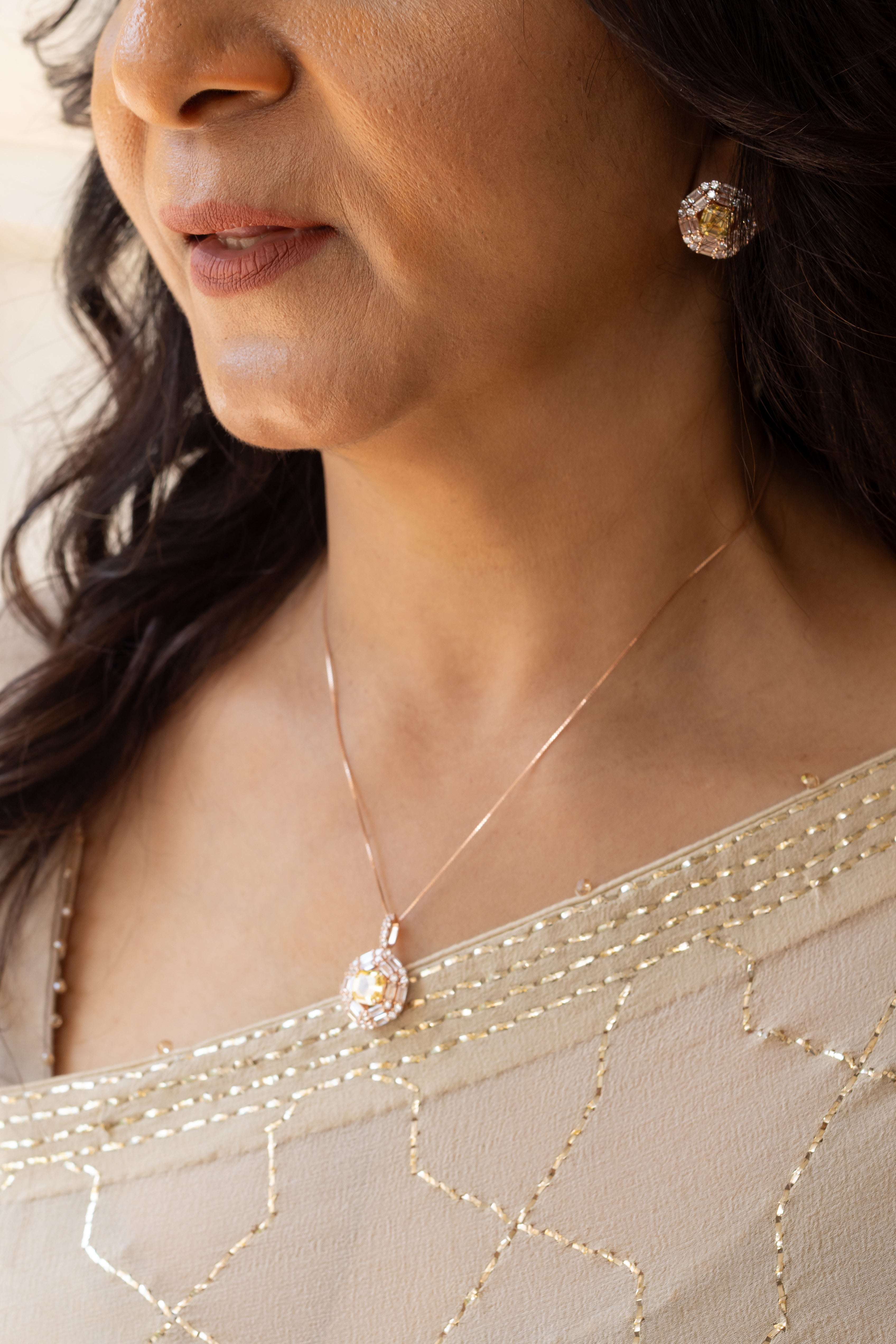 Hazelnut Brown Ombre Pure and Premium Georgette Mukaish Saree - Pleats PleaseChikankari