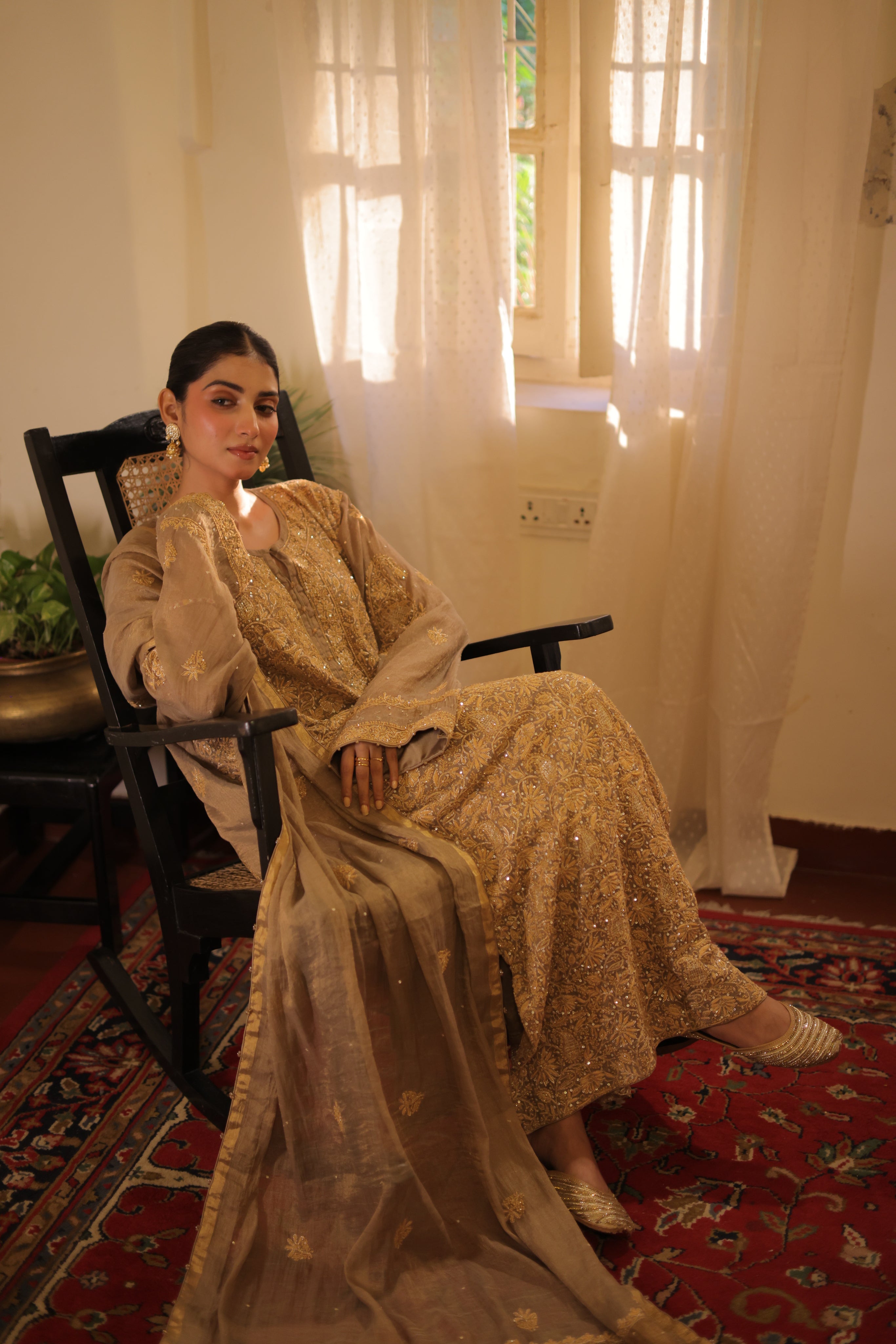 Handcrafted Pure & Premium Sand Drift Tissue Chikankari Kurta and Duppatta Set