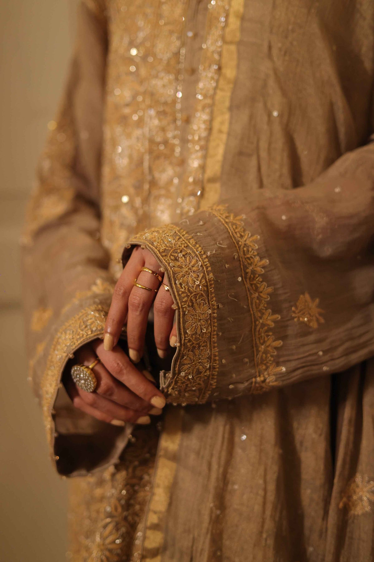 Handcrafted Pure & Premium Sand Drift Tissue Chikankari Kurta and Duppatta Set