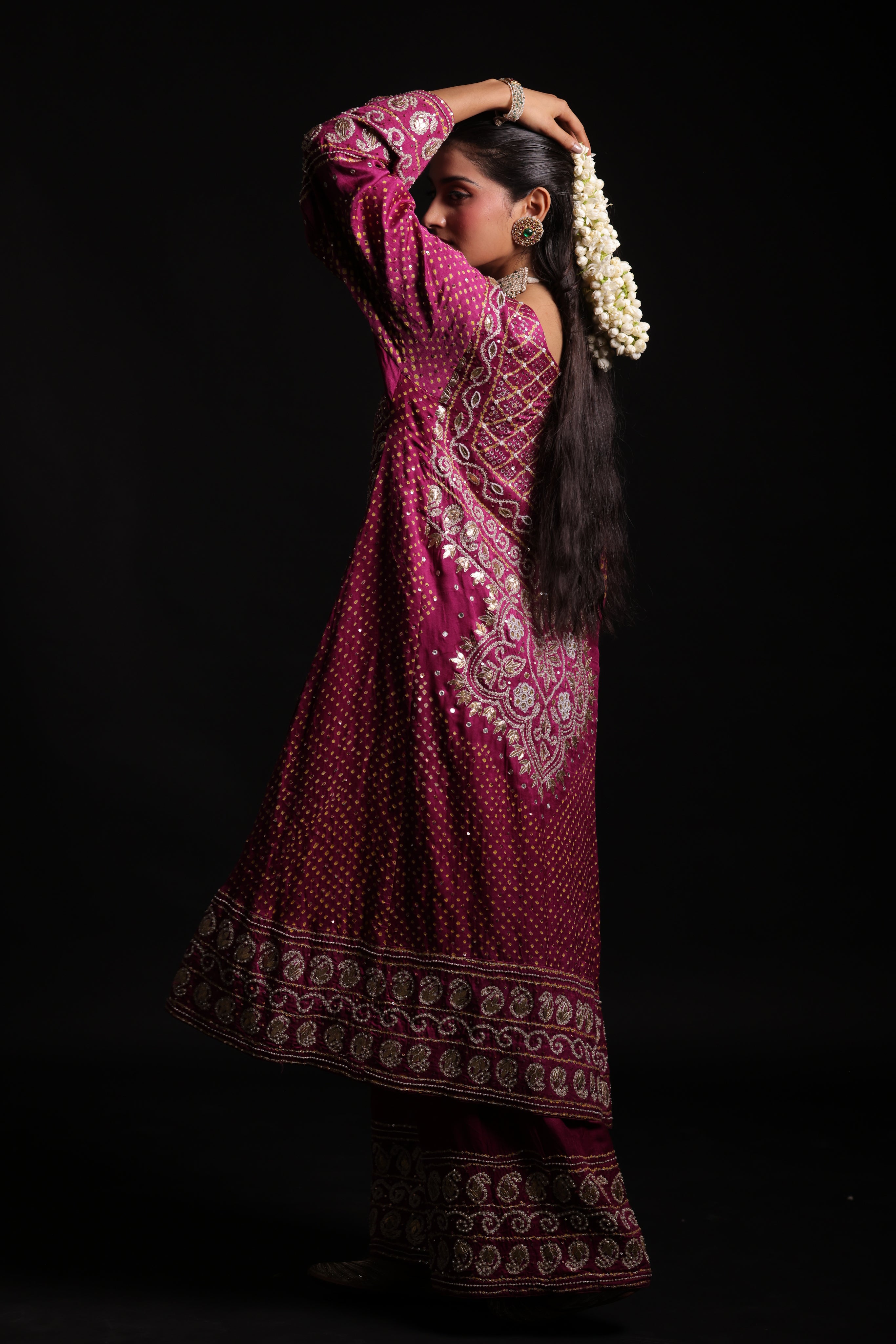 Rani Pink Pure Silk Abha Badhani Set