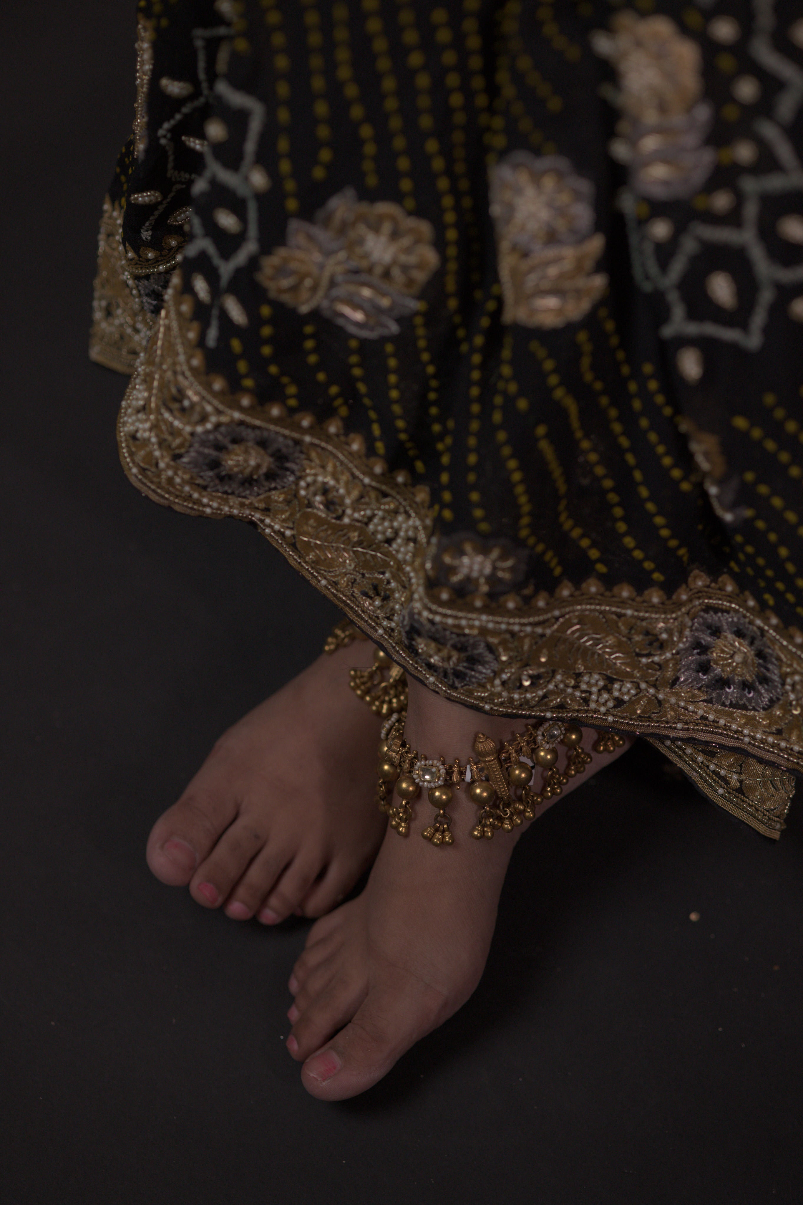 Black Pure Georgette Bandhej Saree