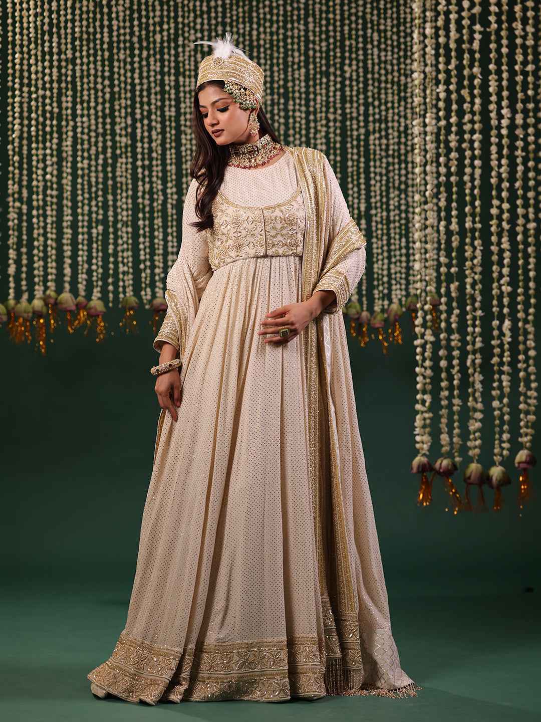 Ivory Pure and Premium Georgette Anarkali and Dupatta