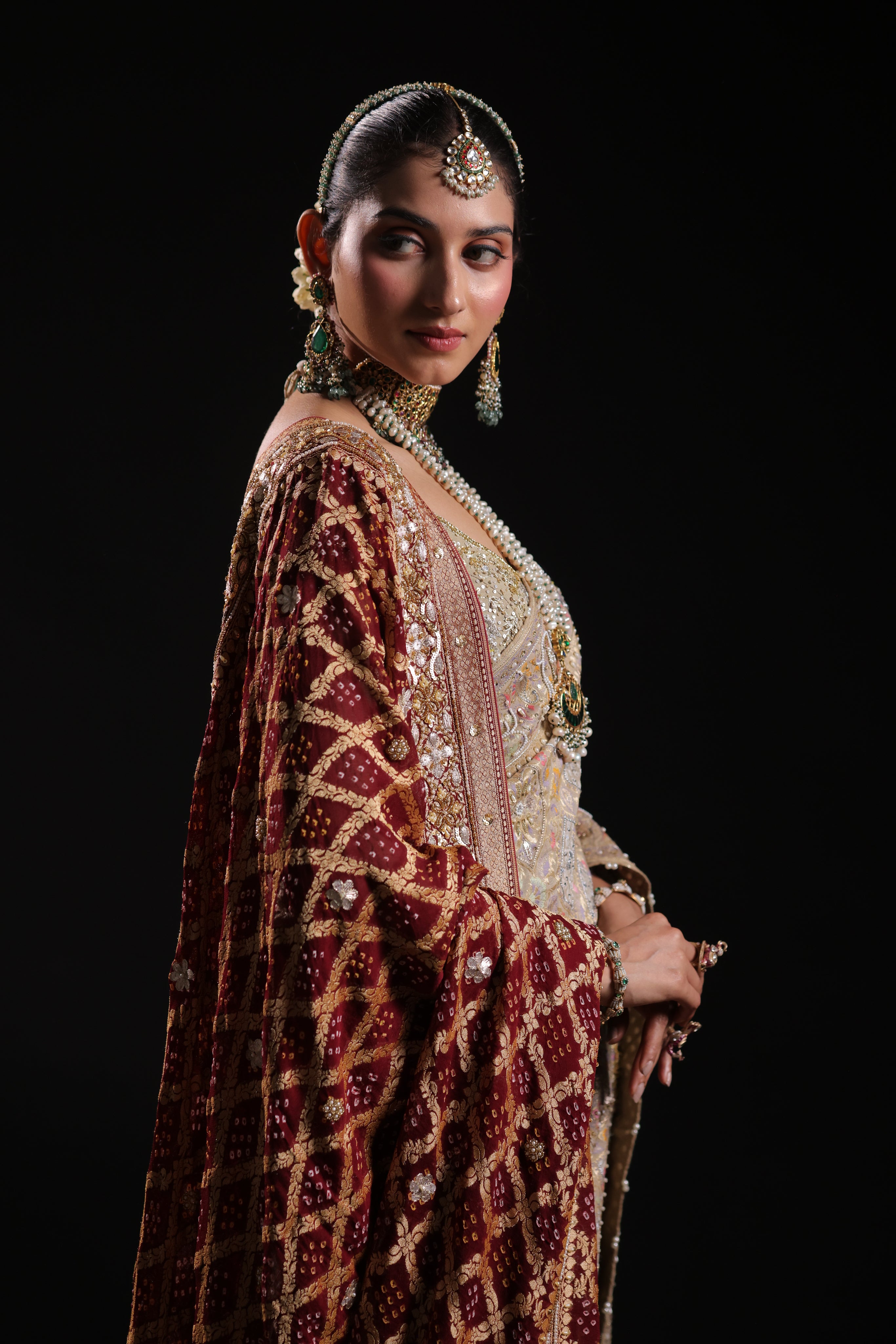 Maroon Pure Georgette Neemzari Dupatta Only