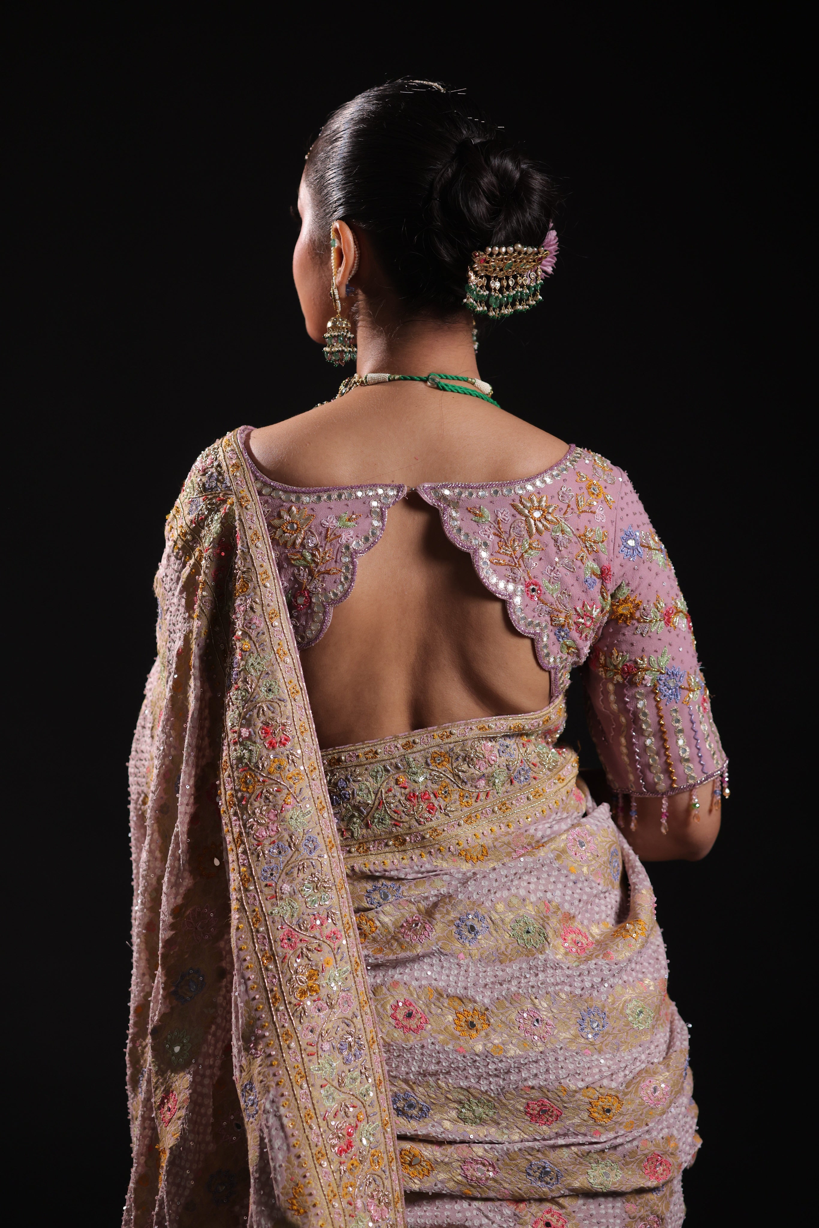 Dusky Mauve Pure Georgette Bandhej Saree