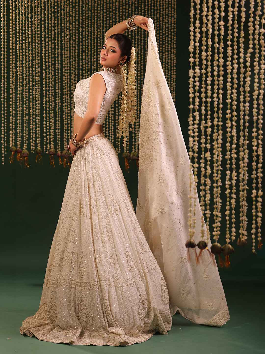 Ivory Pure and Premium Georgette Lehenga and Dupatta Set