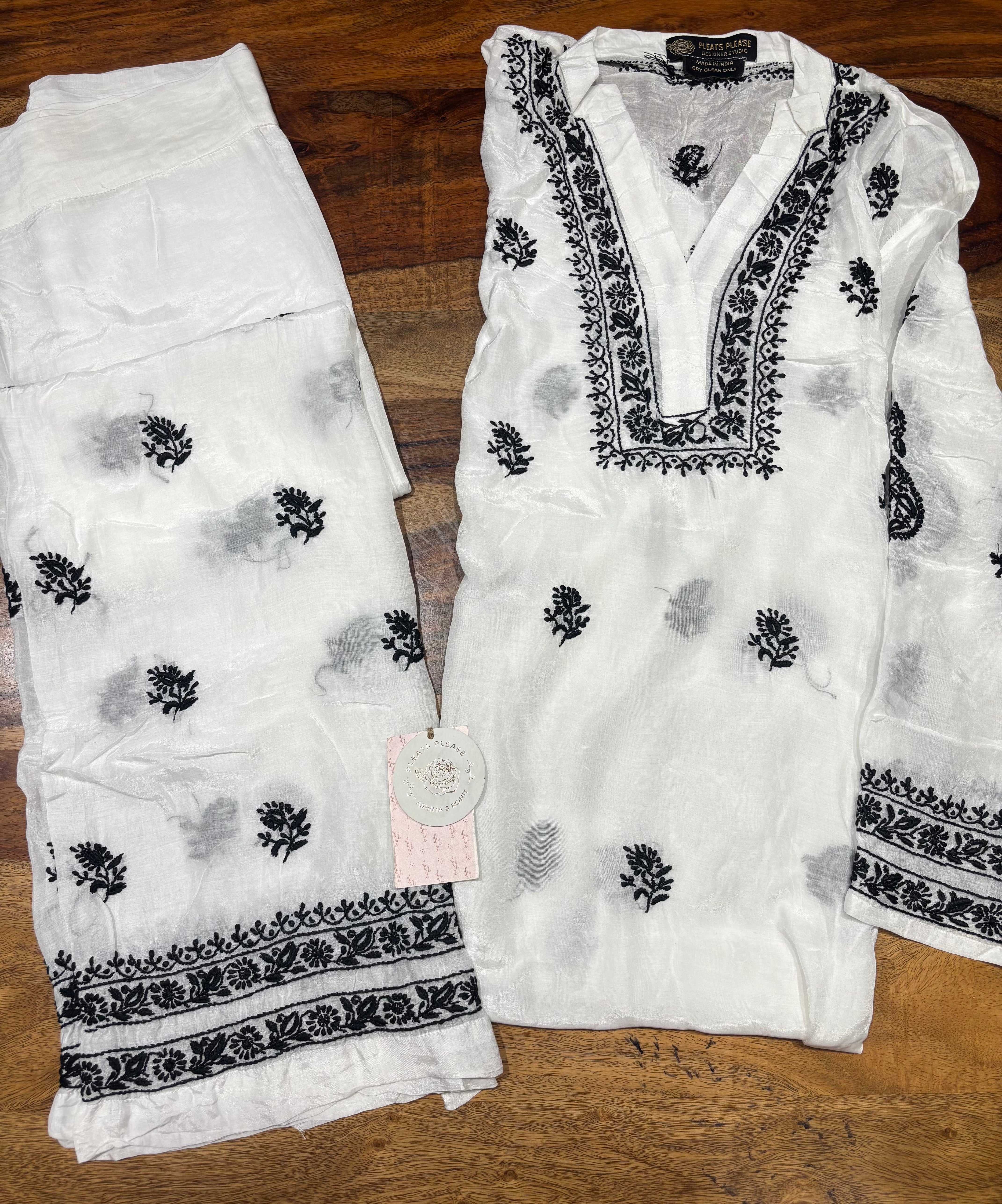 Dyeable Muslin Silk Chikankari Co-ord Set