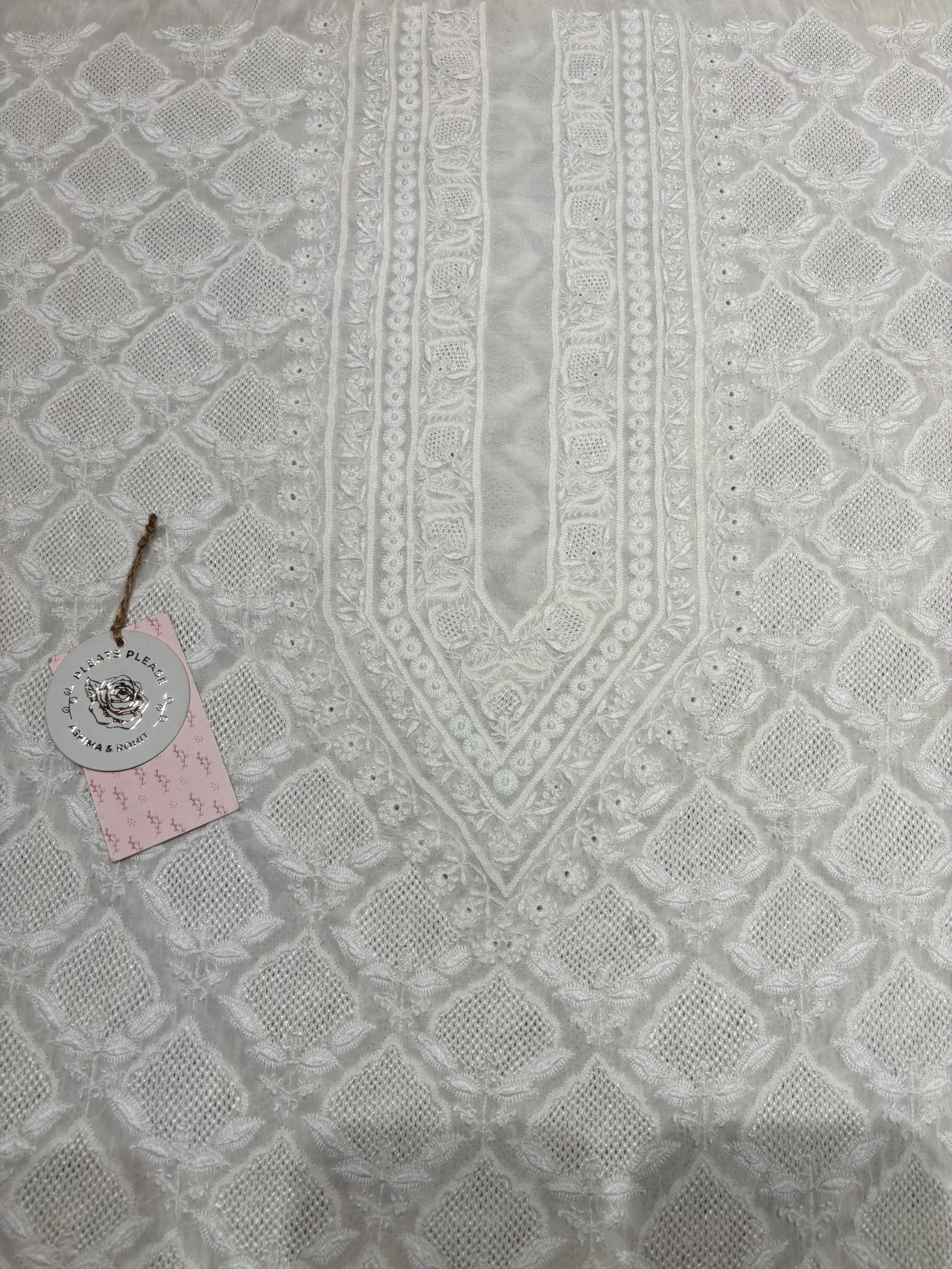 Dyeable Pure and Premium Georgette Chikankari Men’s Kurta
