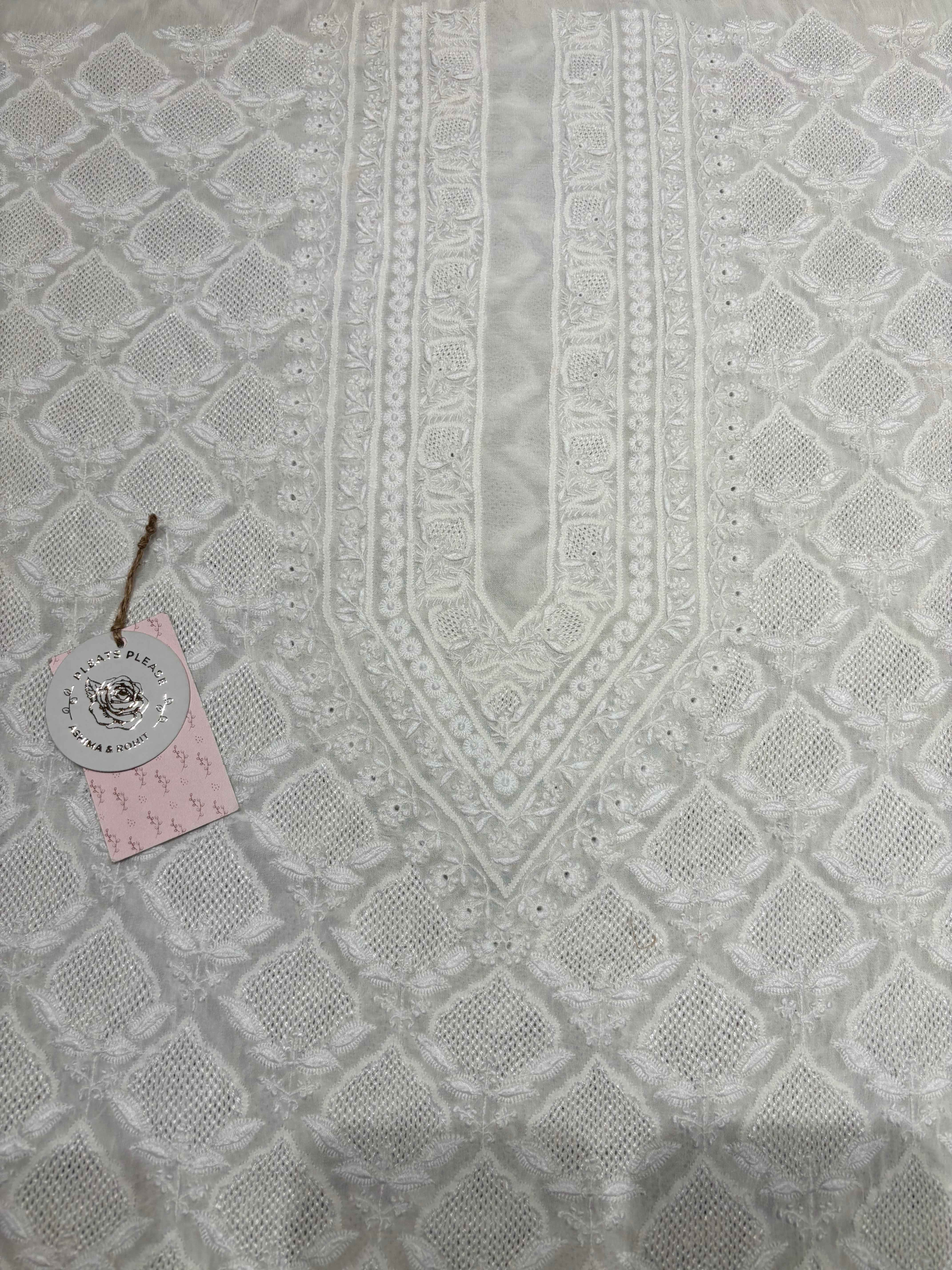 Dyeable Pure and Premium Georgette Chikankari Men’s Kurta - Pleats PleaseChikankari