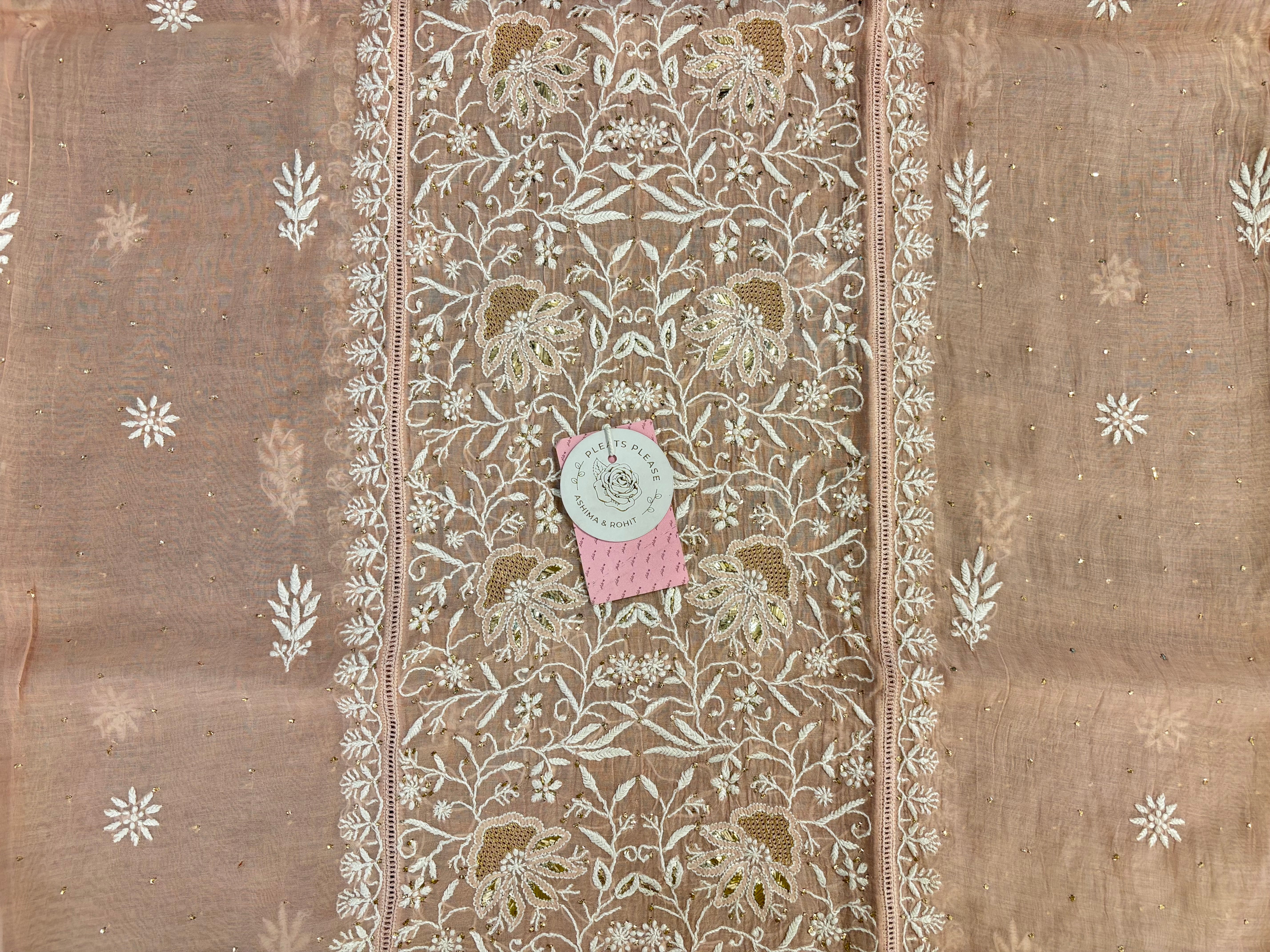 Dusty Peach Chanderi Mul Mukaish & Chikankari Kurta & Dupatta