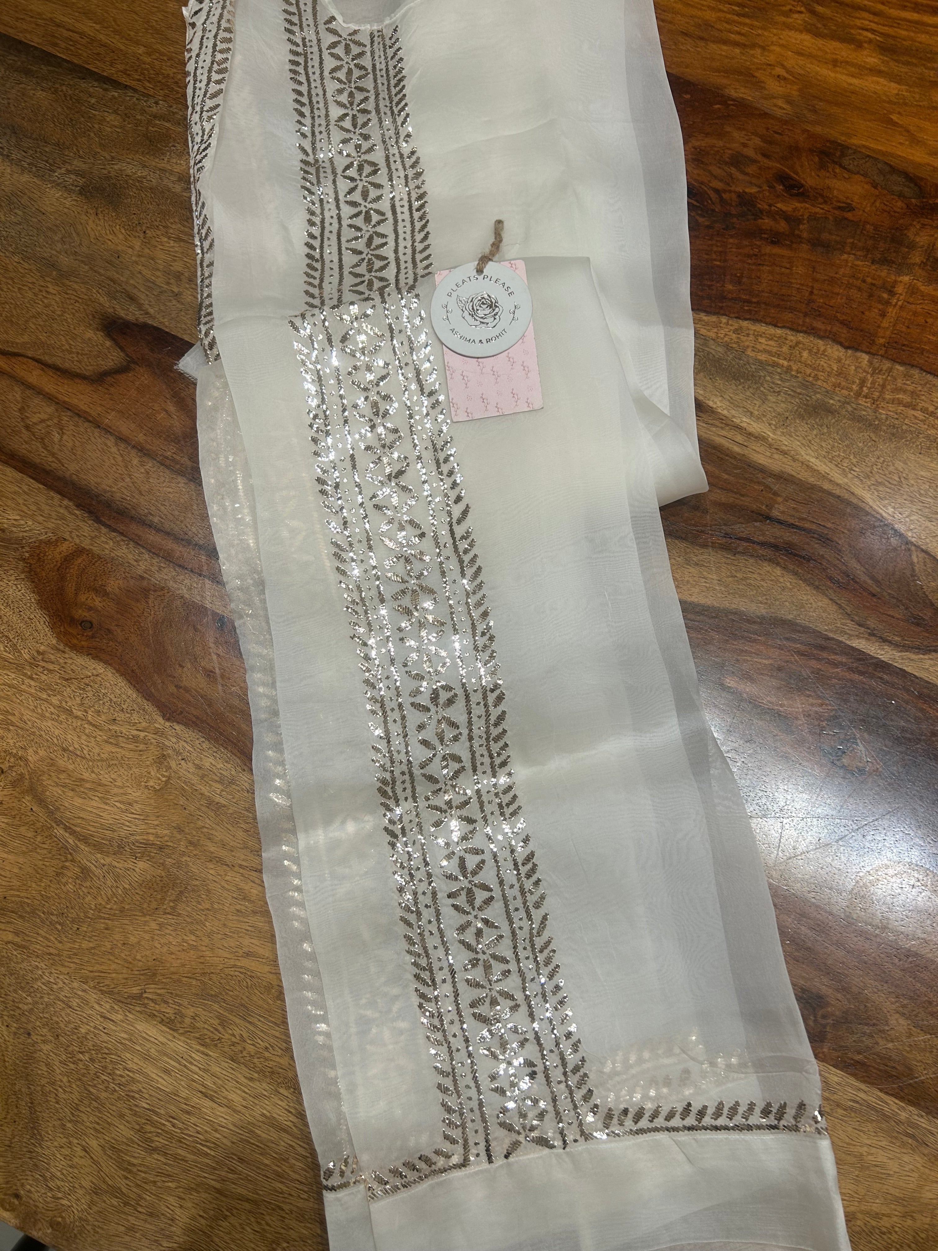 Dyeable Organza Mukaish Co-ord set