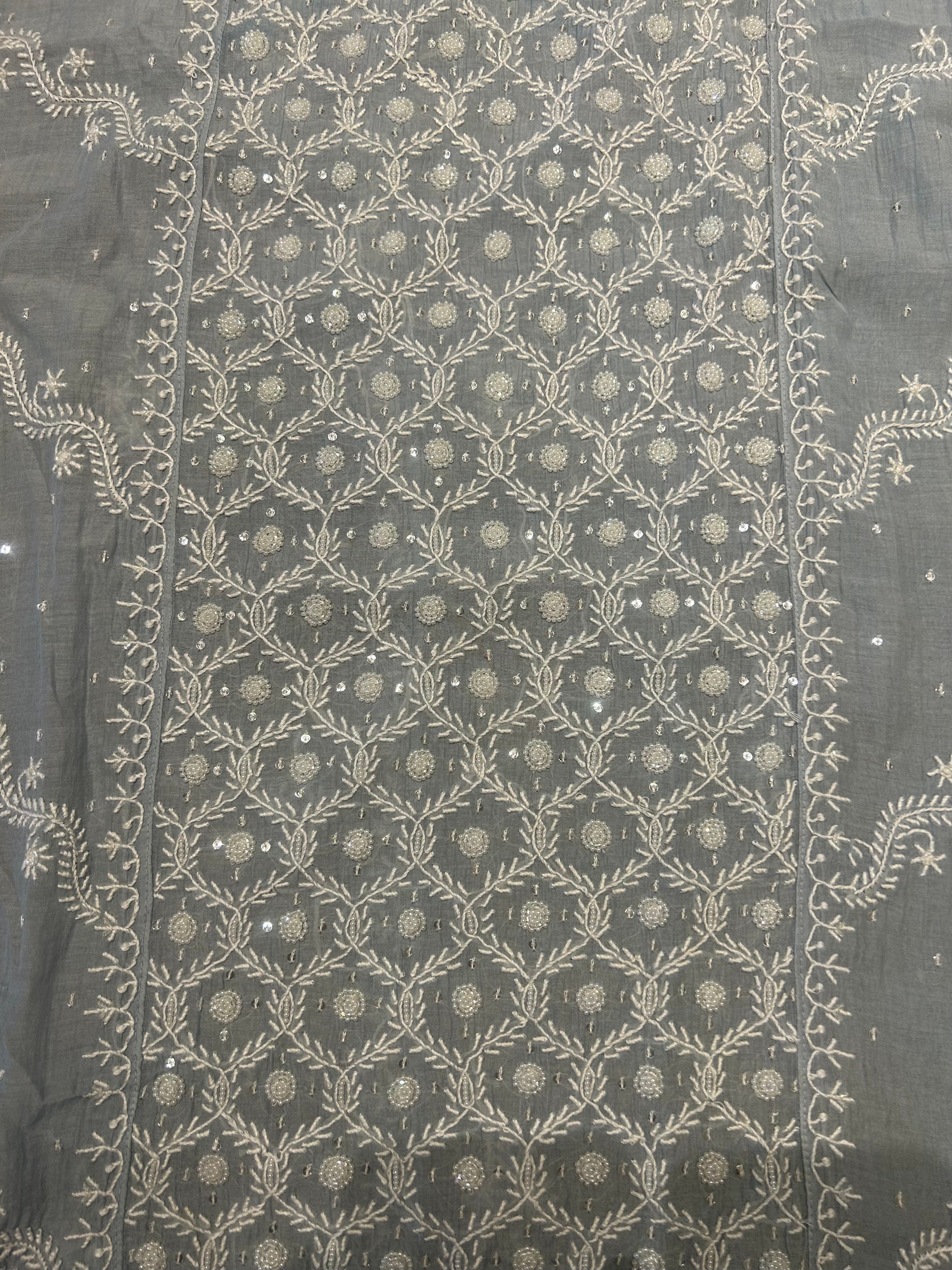 Powder Blue Chanderi Mul Chikankari Kurta and Dupatta