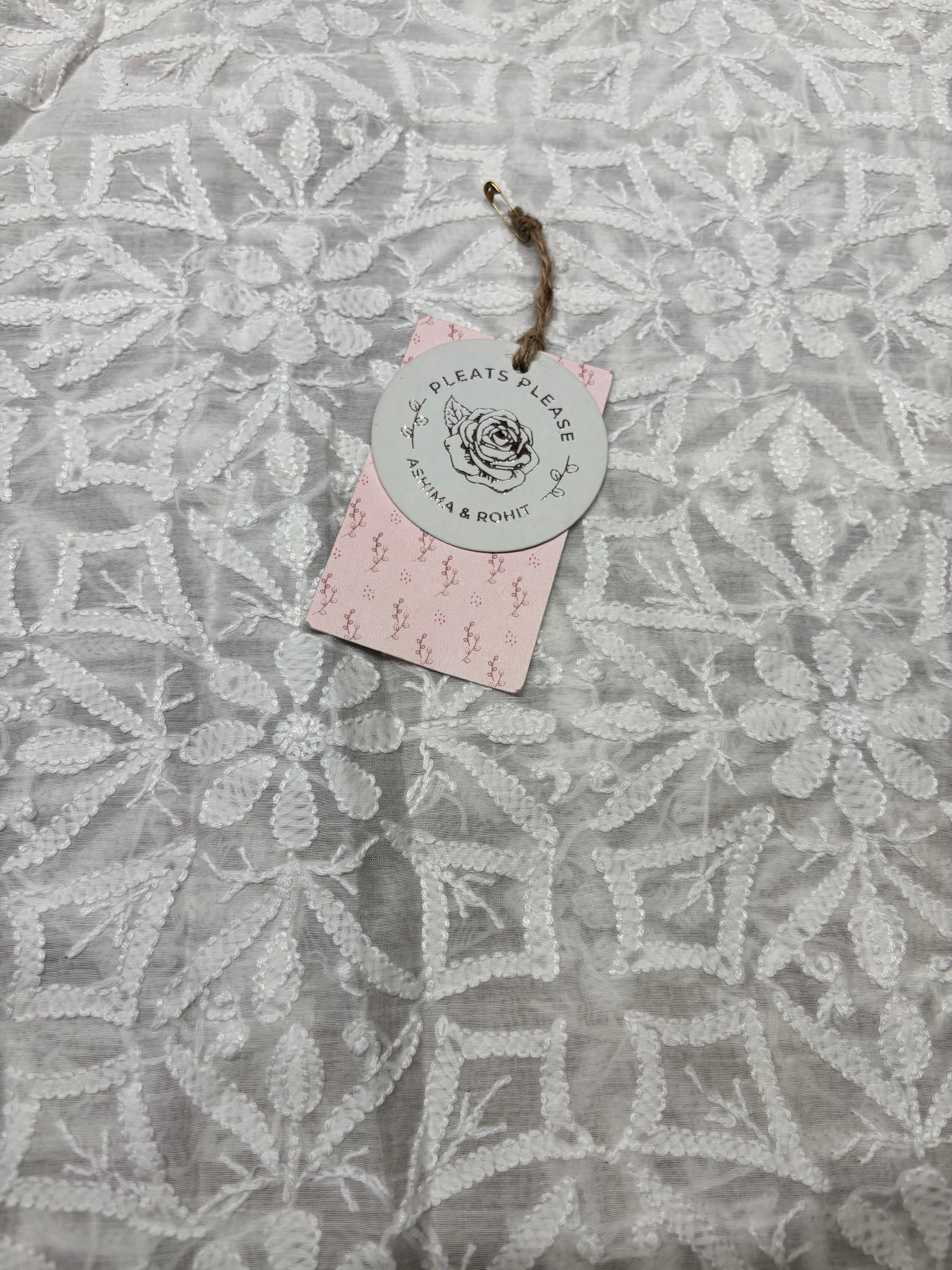 Dyeable Chanderi Mul Chikankari Men’s Kurta Fabric