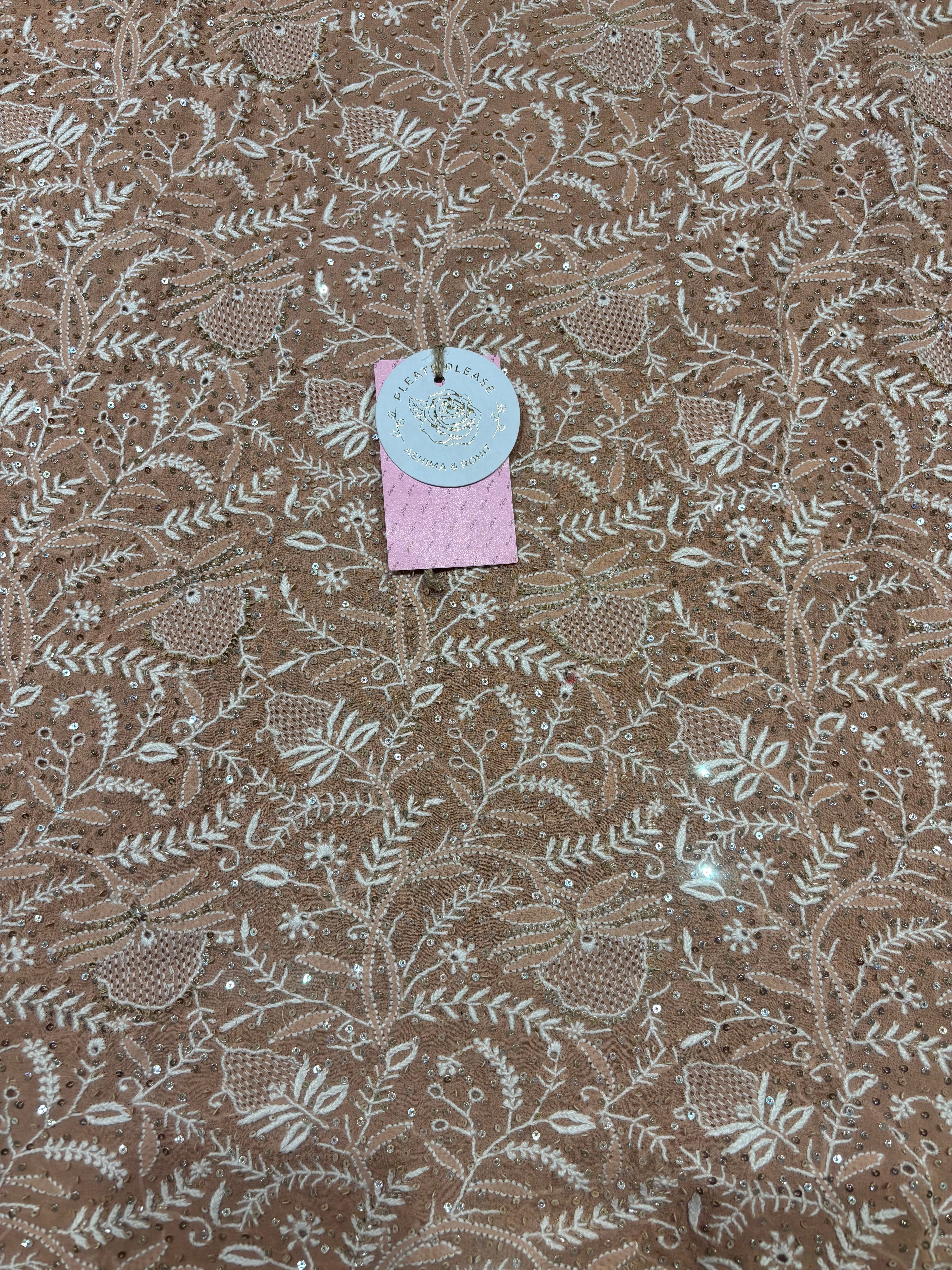 Caramel Brown Pure & Premium Georgette Chikankari Kurta & Dupatta Set