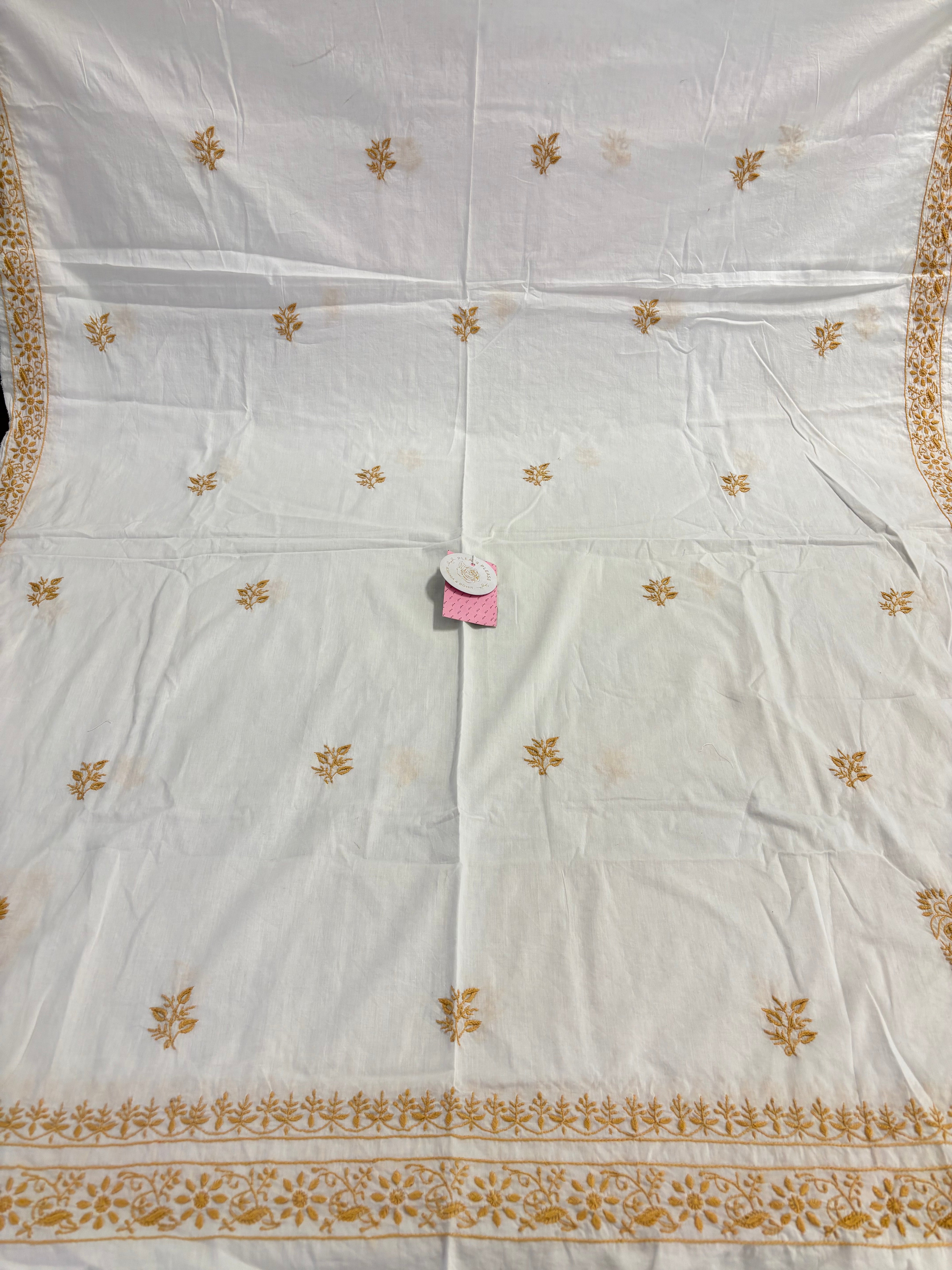 Dyeable Mulmul Chikankari 3 pieces Suit Set - Pleats PleaseChikankari