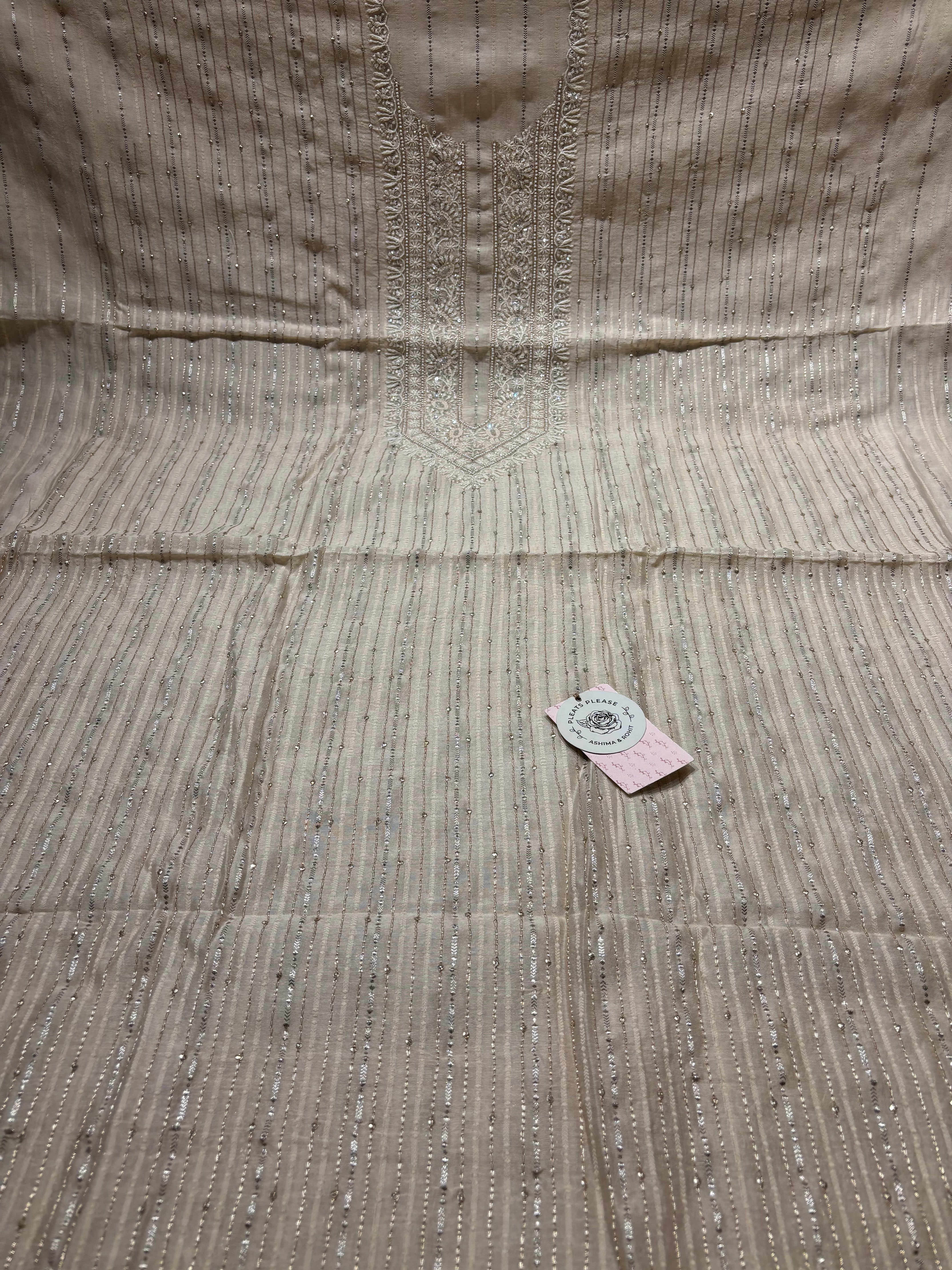 Coffee Cream Chanderi Silk Chikankari Men’s Kurta