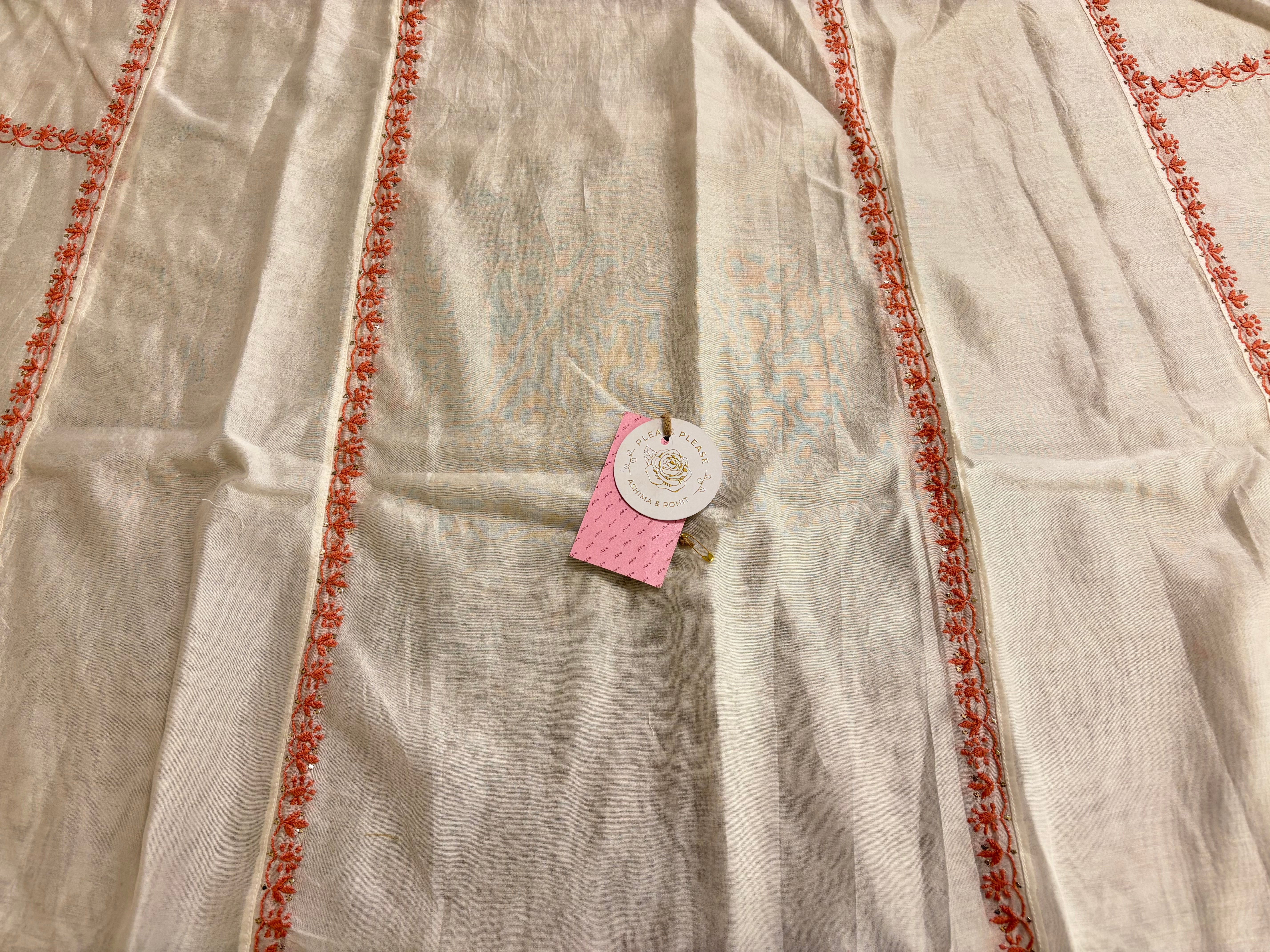 Dyeable Chanderi Chikankari Mukaish Anarkali & Dupatta Set