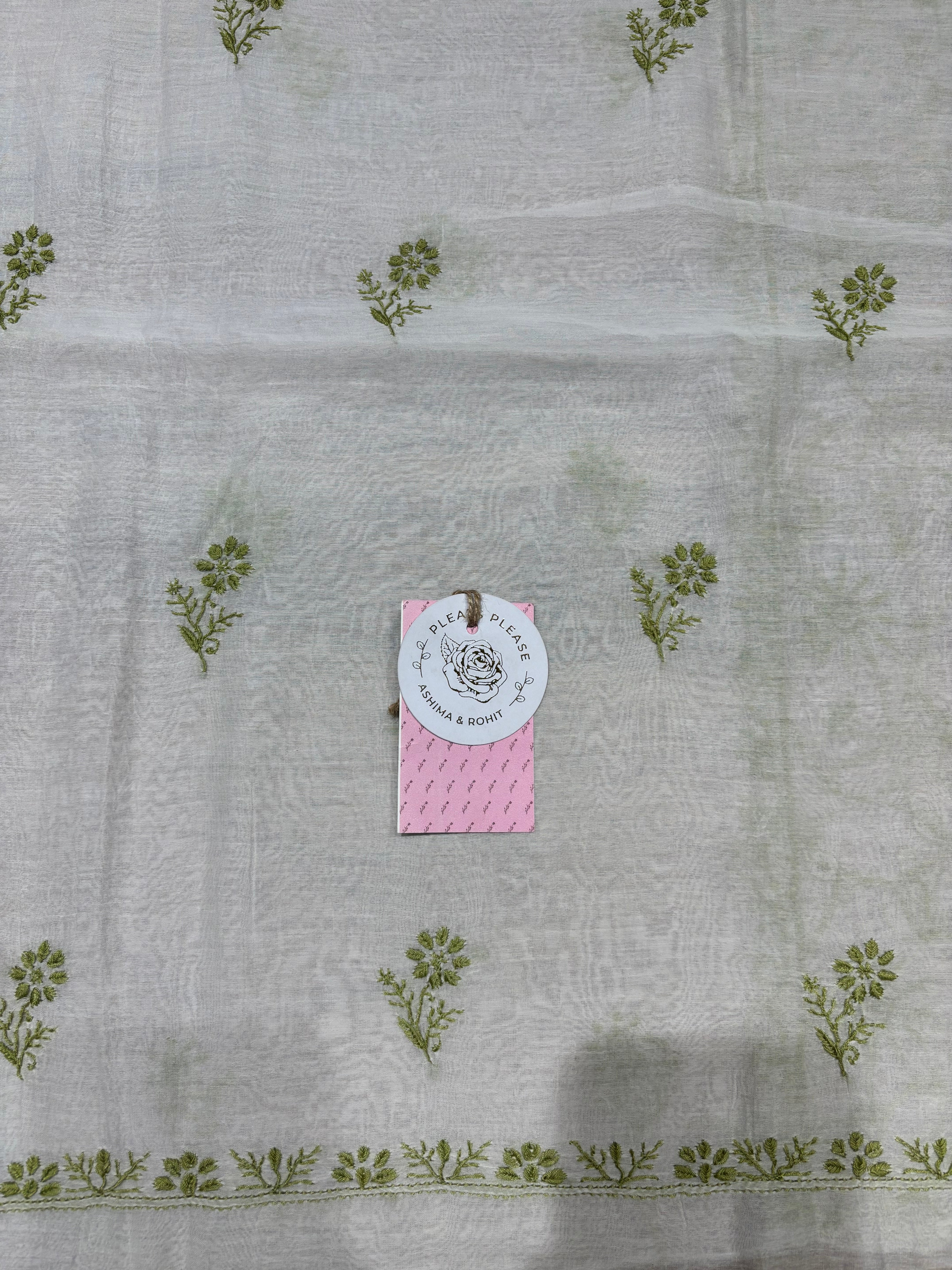 Dyeable Chanderi Mul Chikankari Kurta and Dupatta Fabric