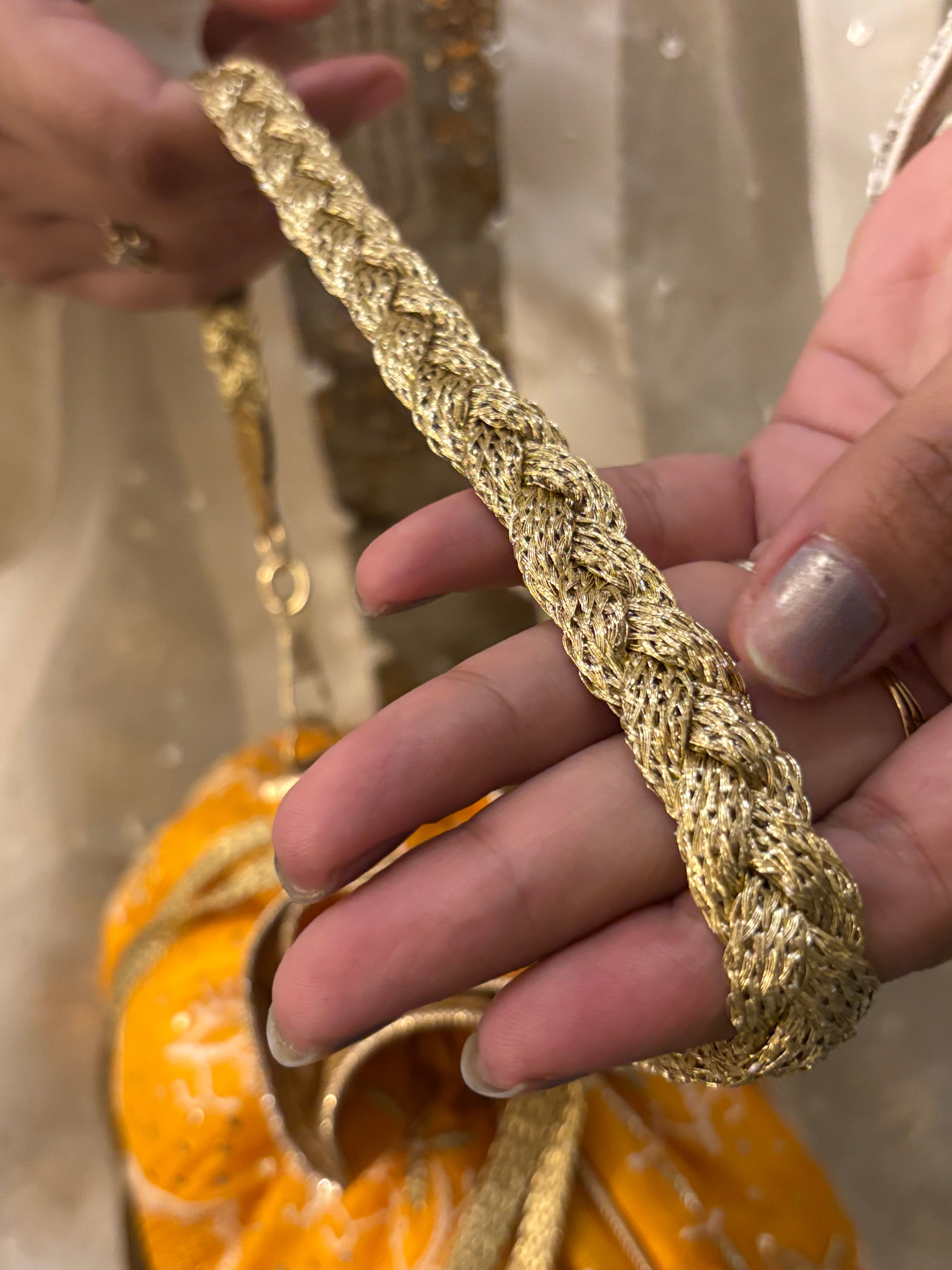 Orange Chikankari & Mukaish Batua