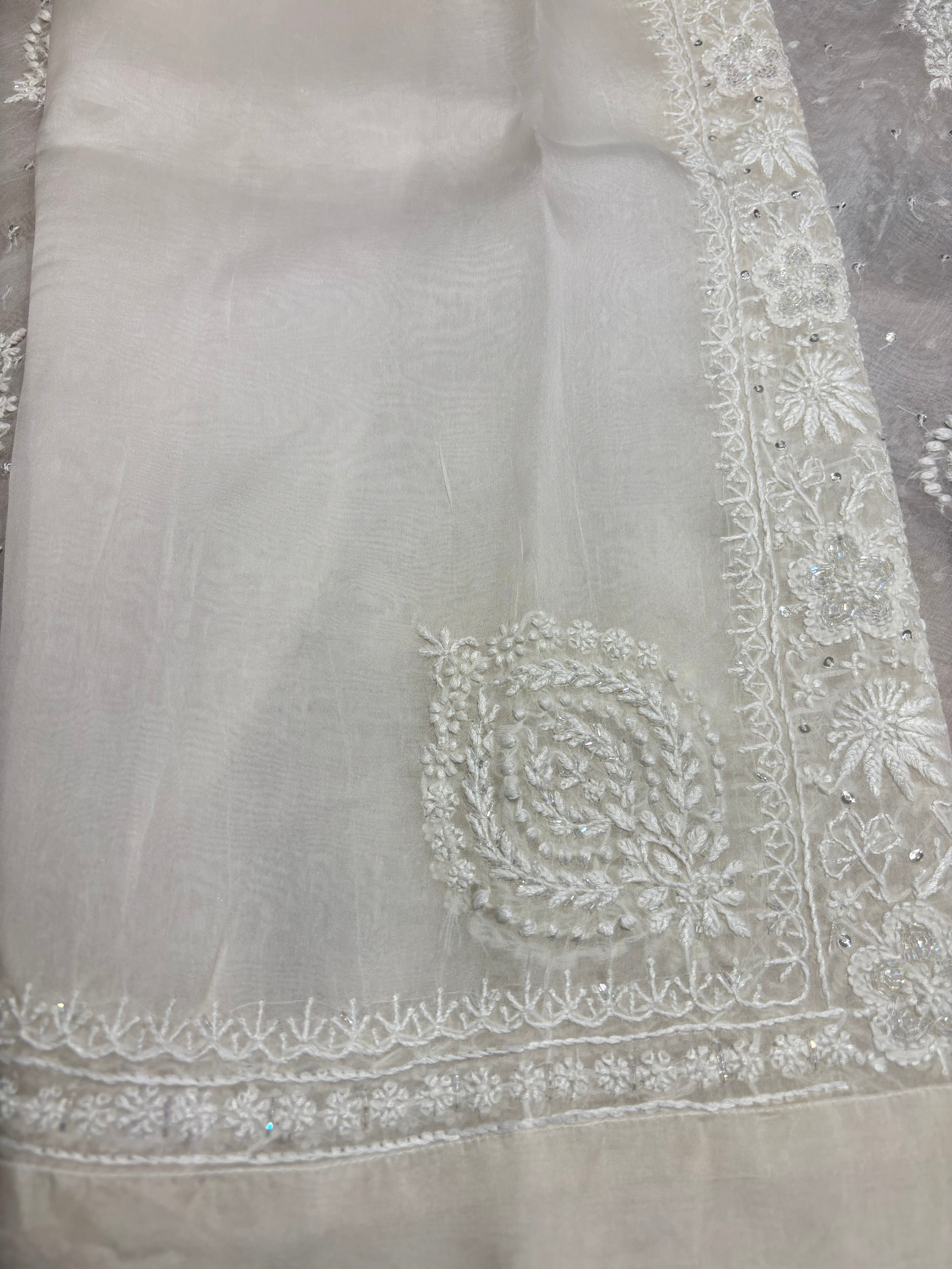Dyeable Chikankari Organza Co-ord set