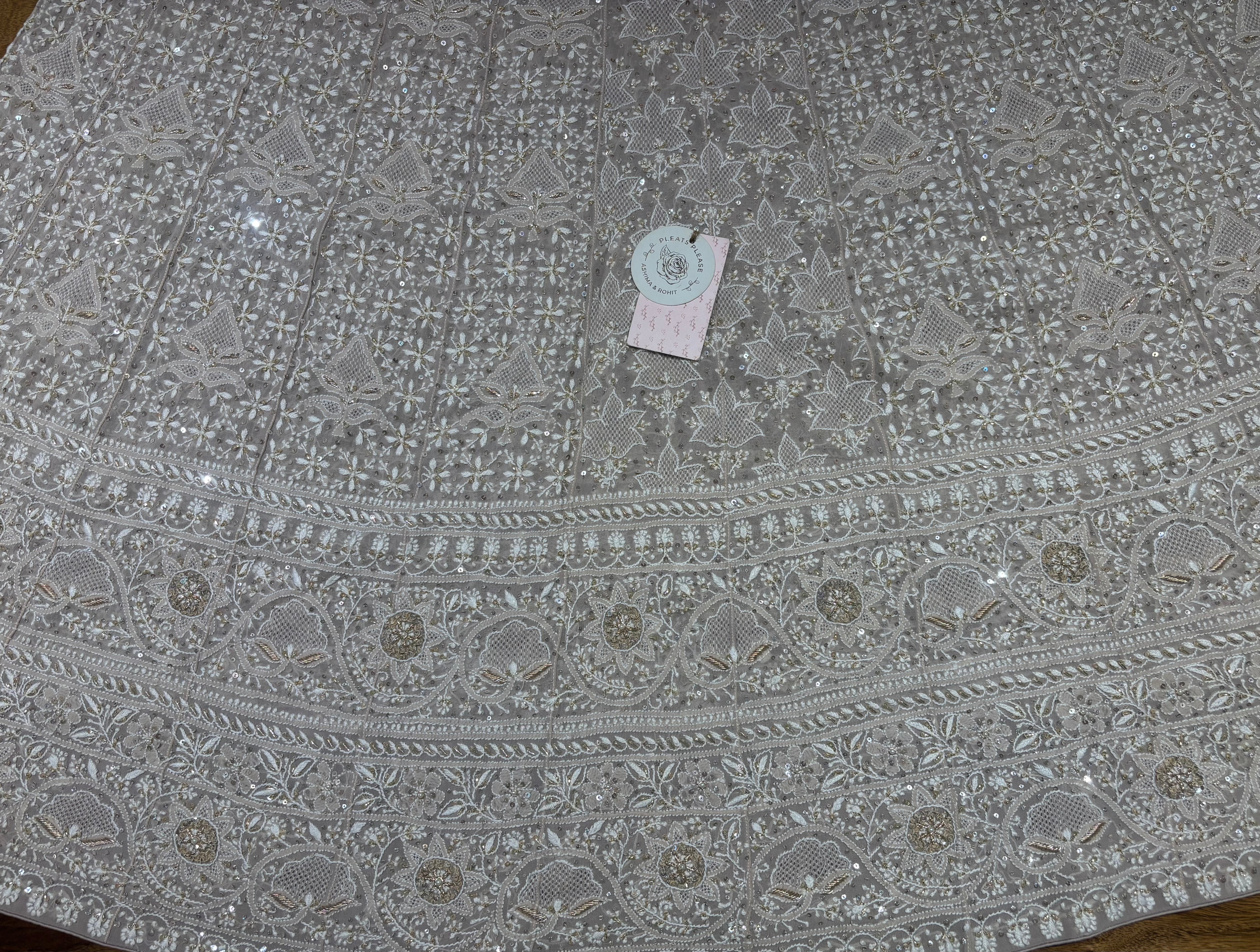 Lavender Gray Pure & Premium ek taar Georgette Chikankari Anarkali & Dupatta Set