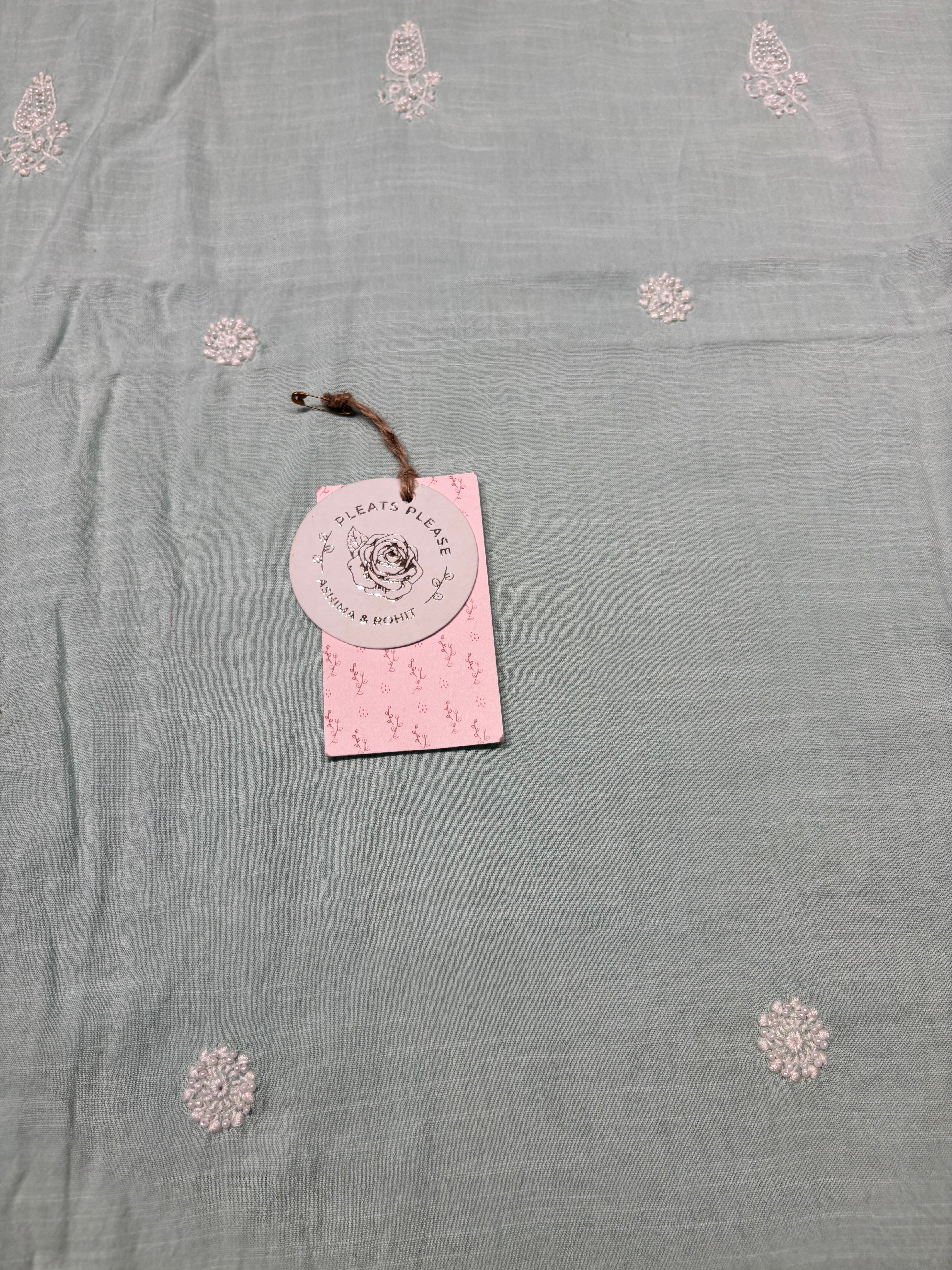 Sea Foam Mulmul Chikankari Men’s Kurta Fabric