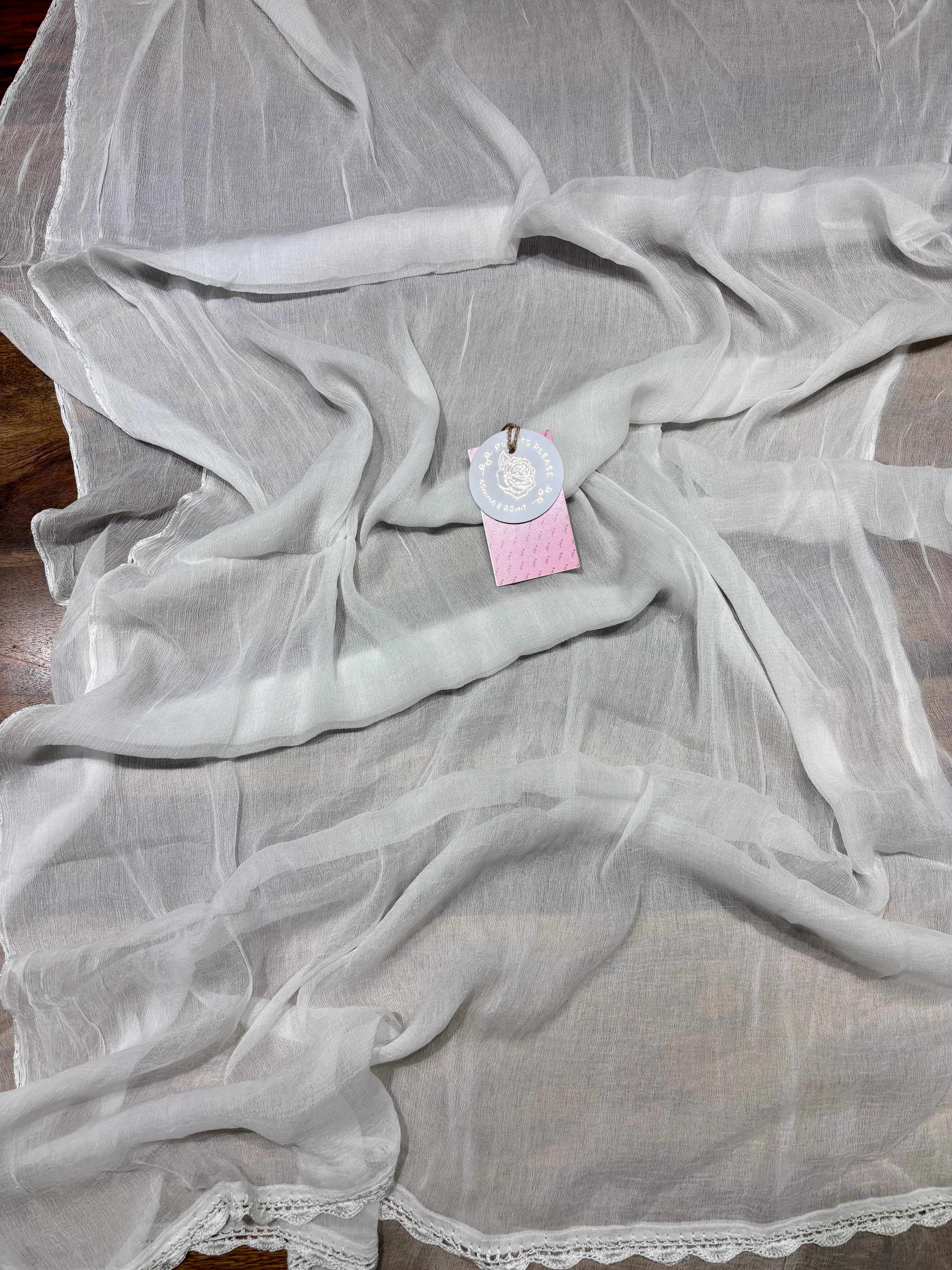 Dyeable Mulmul Chikankari Kurta, Dupatta & Bottom Fabric