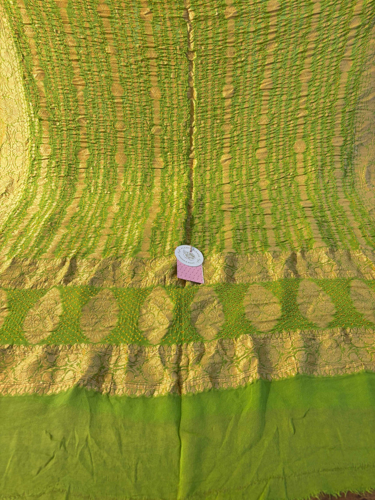 Dhani Green Khaddi Georgette Bandhej Neemzari Dupatta