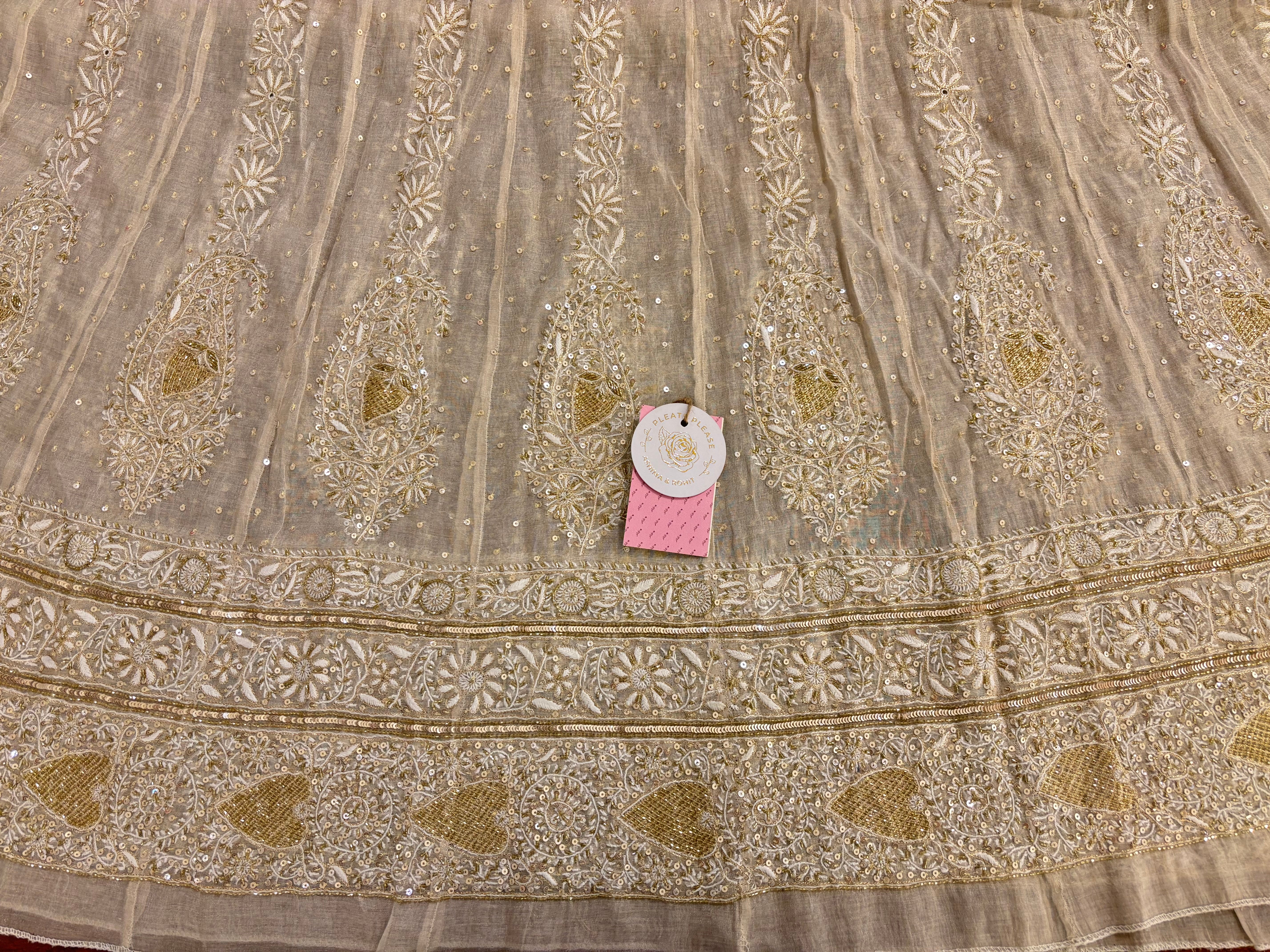 Dyeable Pure & Premium Silver Tissue Chikankari Anarkali & Dupatta