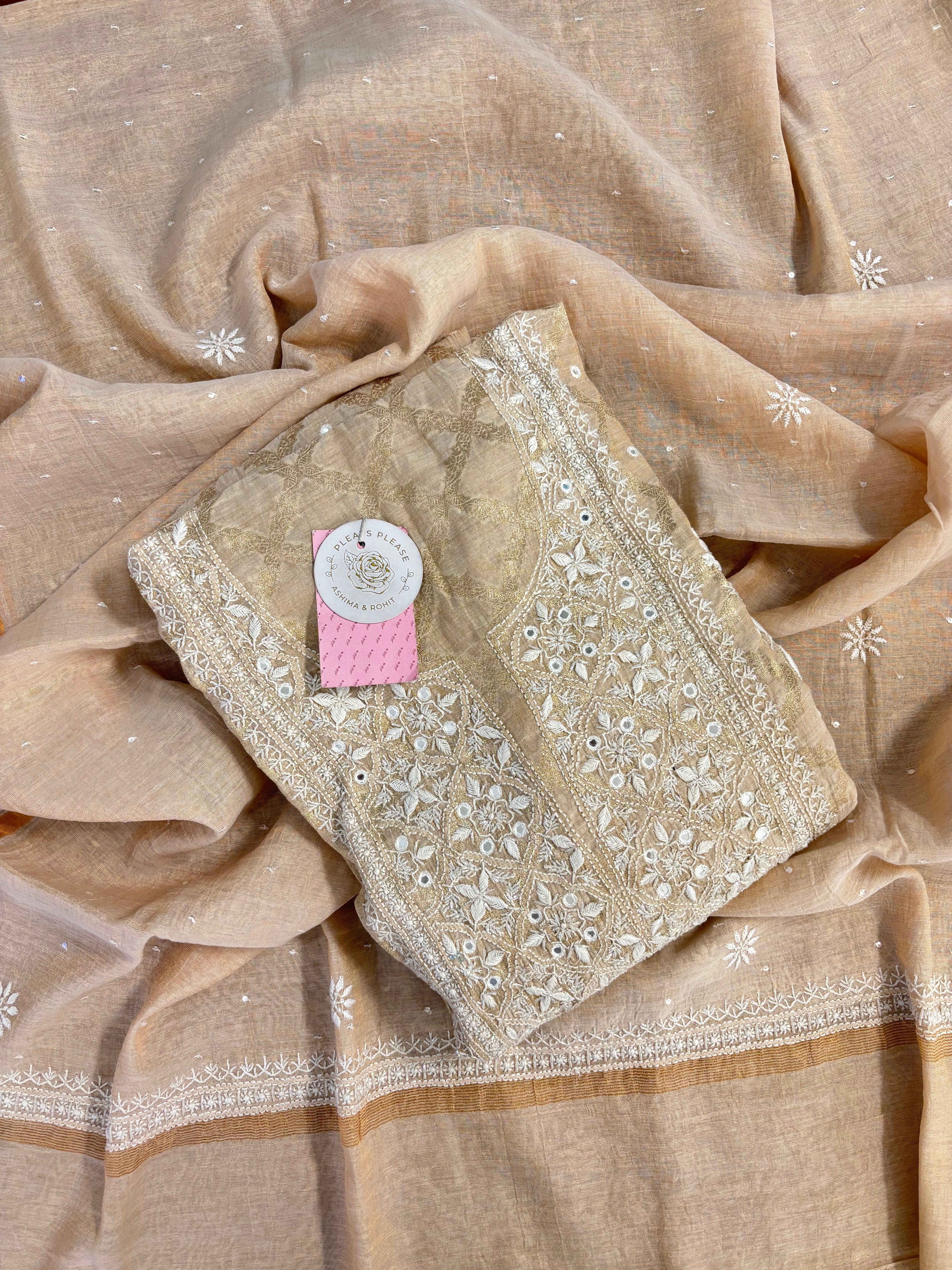 Dyeable Pure Tissue Chikankari Kurta & Dupatta