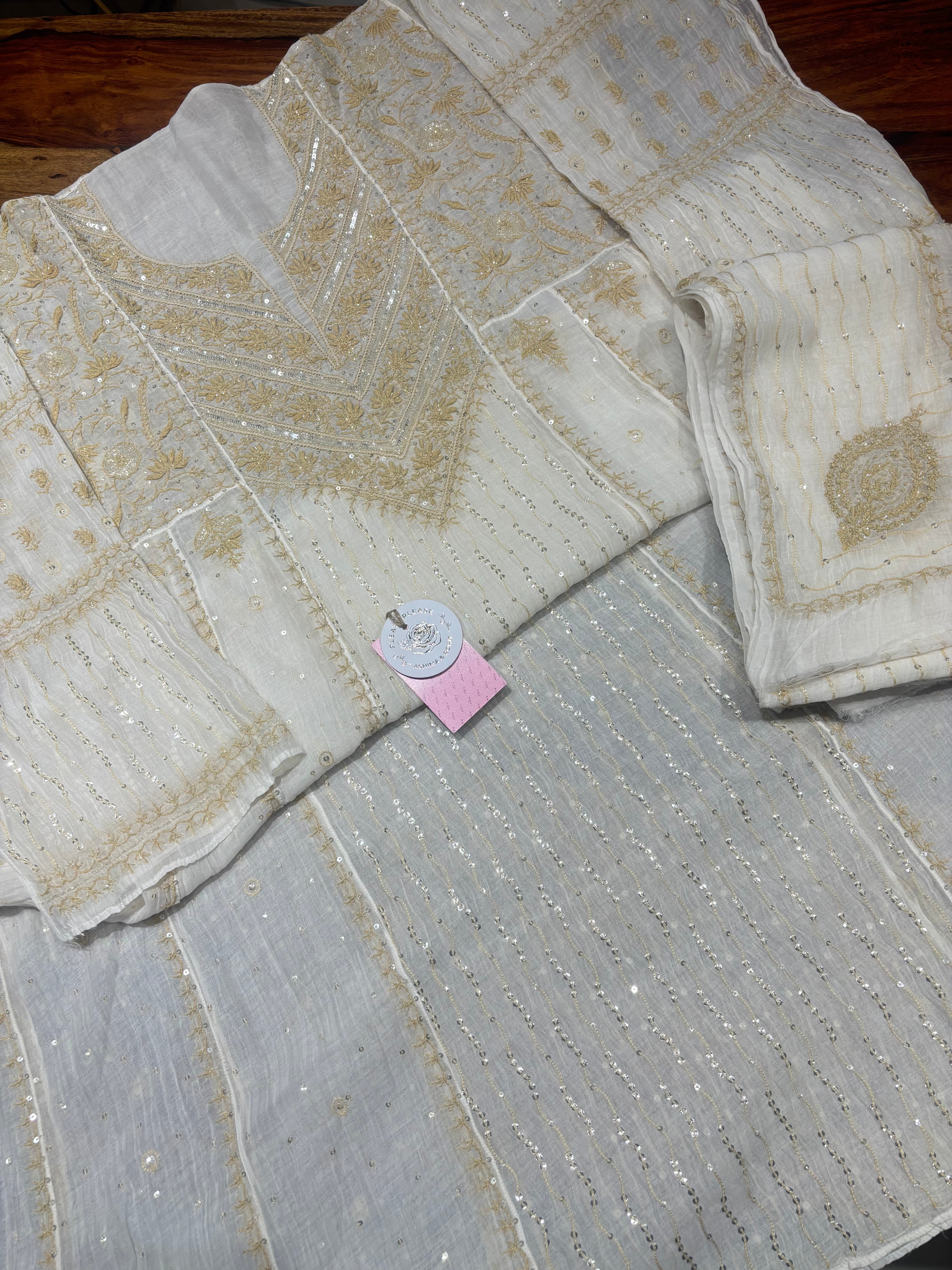 Dyeable Chanderi Mul Chikankari Anarkali & Dupatta Set