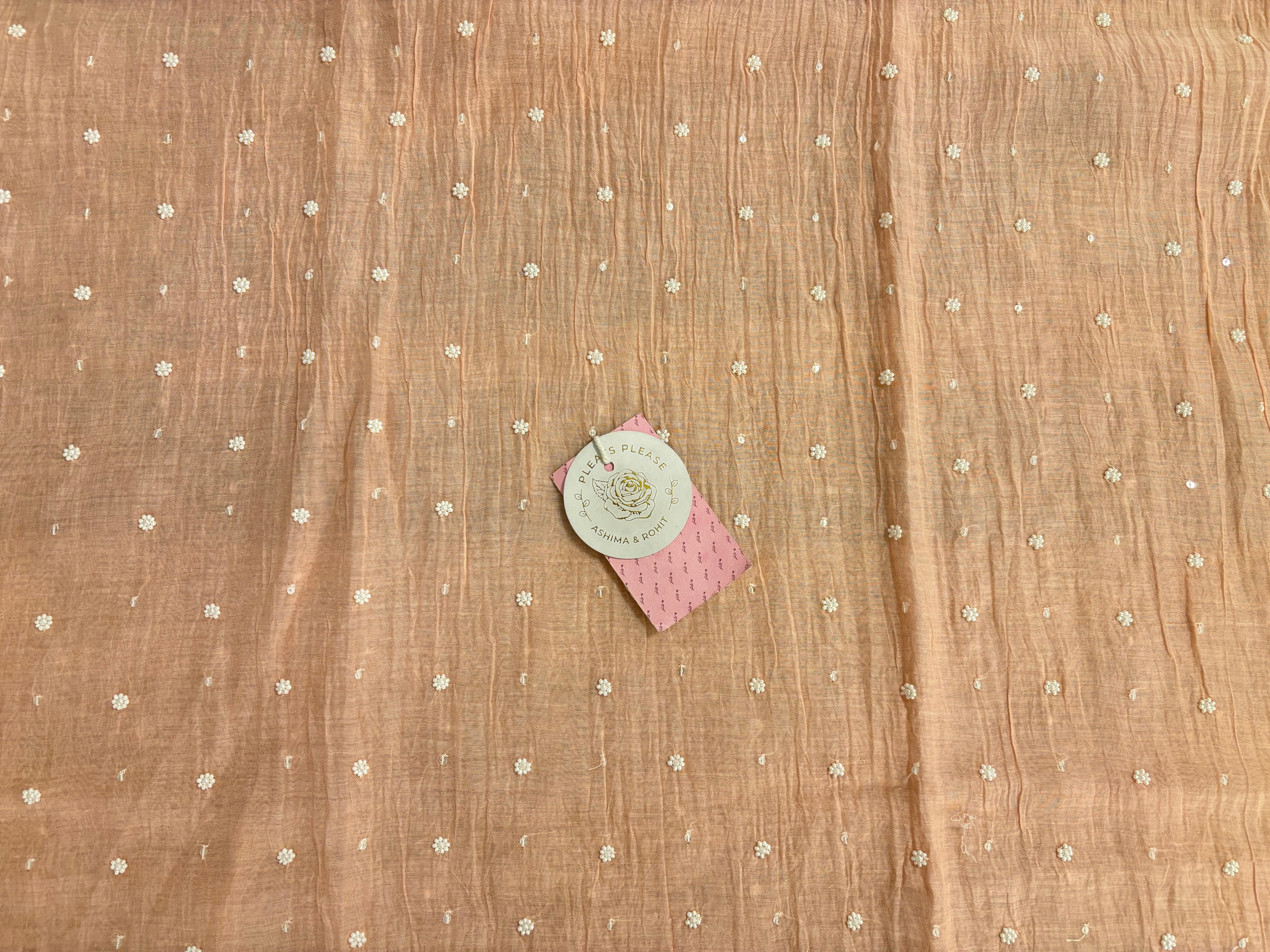 Pastel Peach Pure Chanderi Ombre Chikankari Kurta & Dupatta Set - Pleats PleaseChikankari