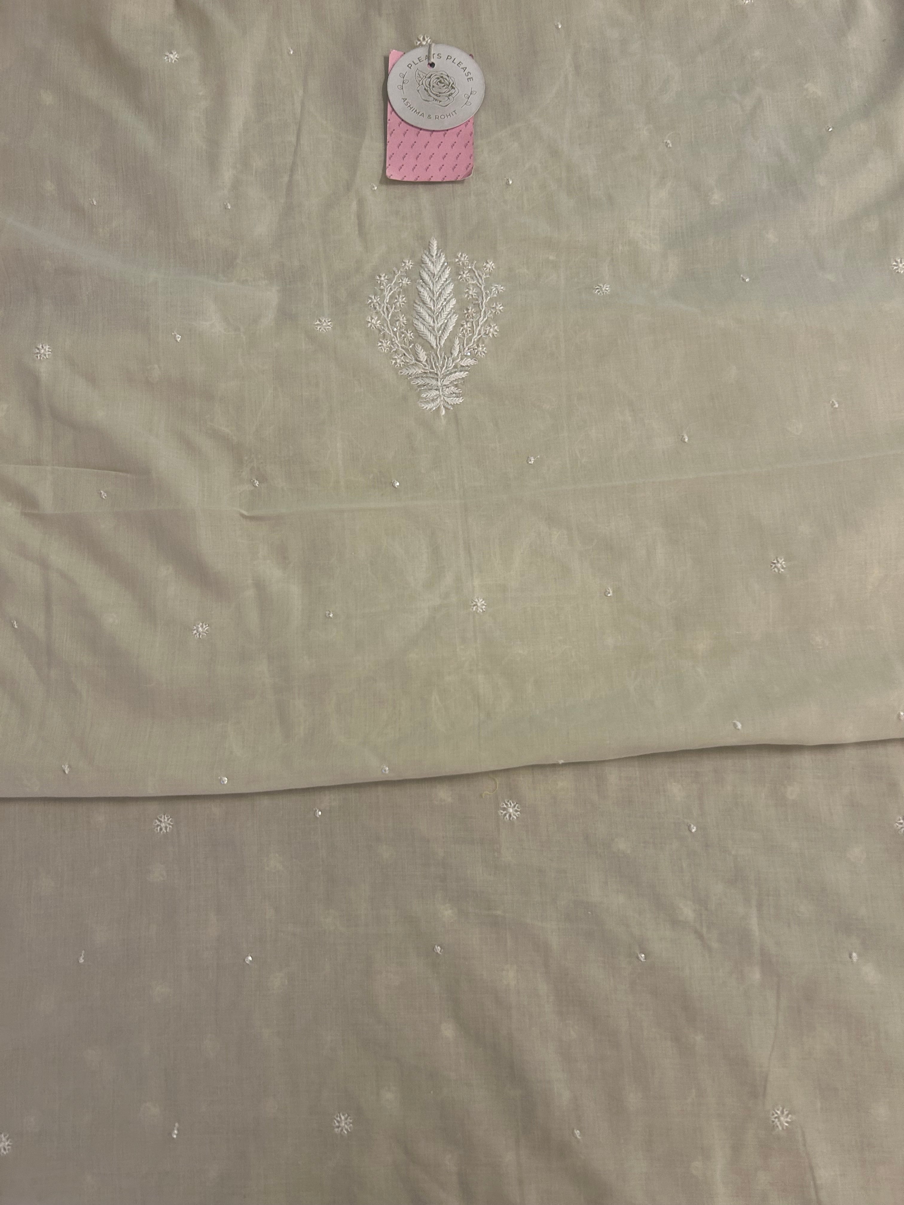 Coffee Cream Mulmul Chikankari Kurta - Pleats PleaseChikankari