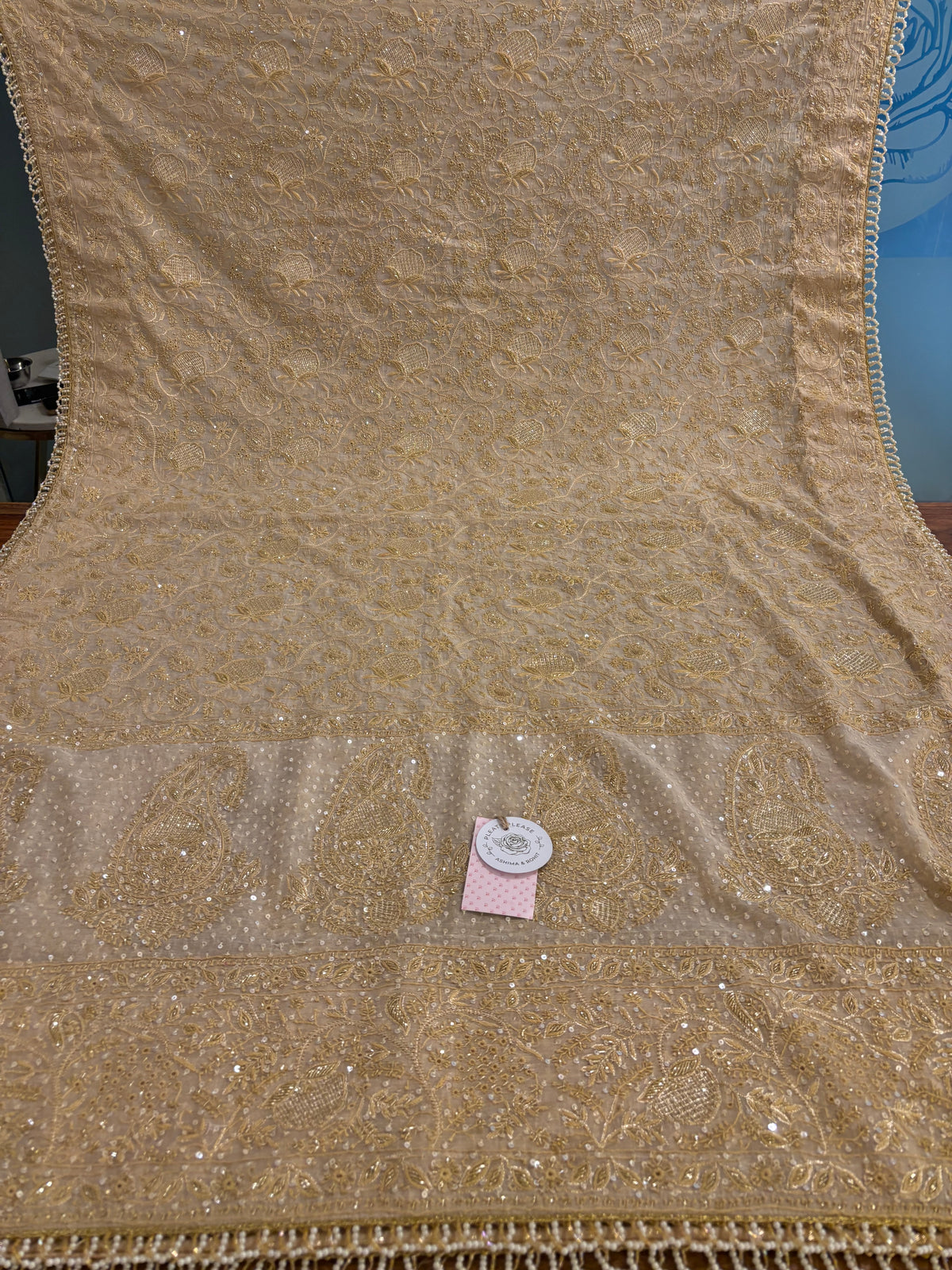 Dyeable Pure & Premium Tissue Chikankari Heavy Jaal Embellished Dupatta
